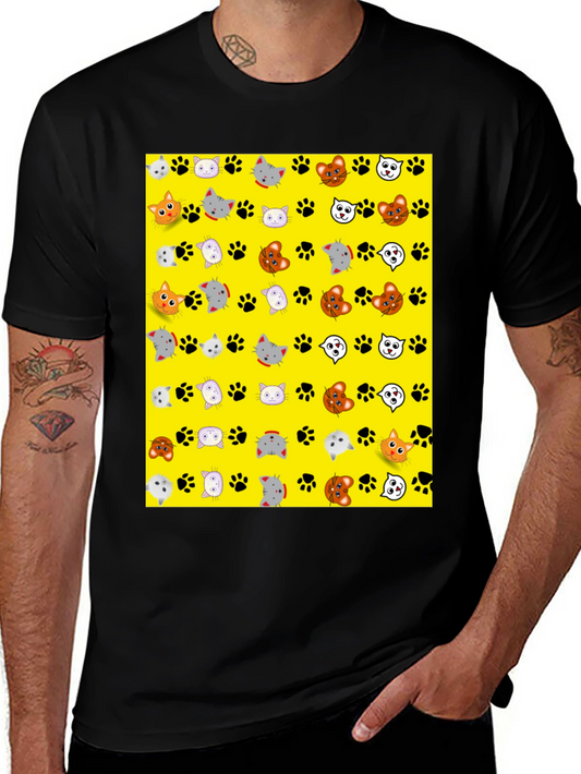 Cat Faces & Paw Prints T-Shirt