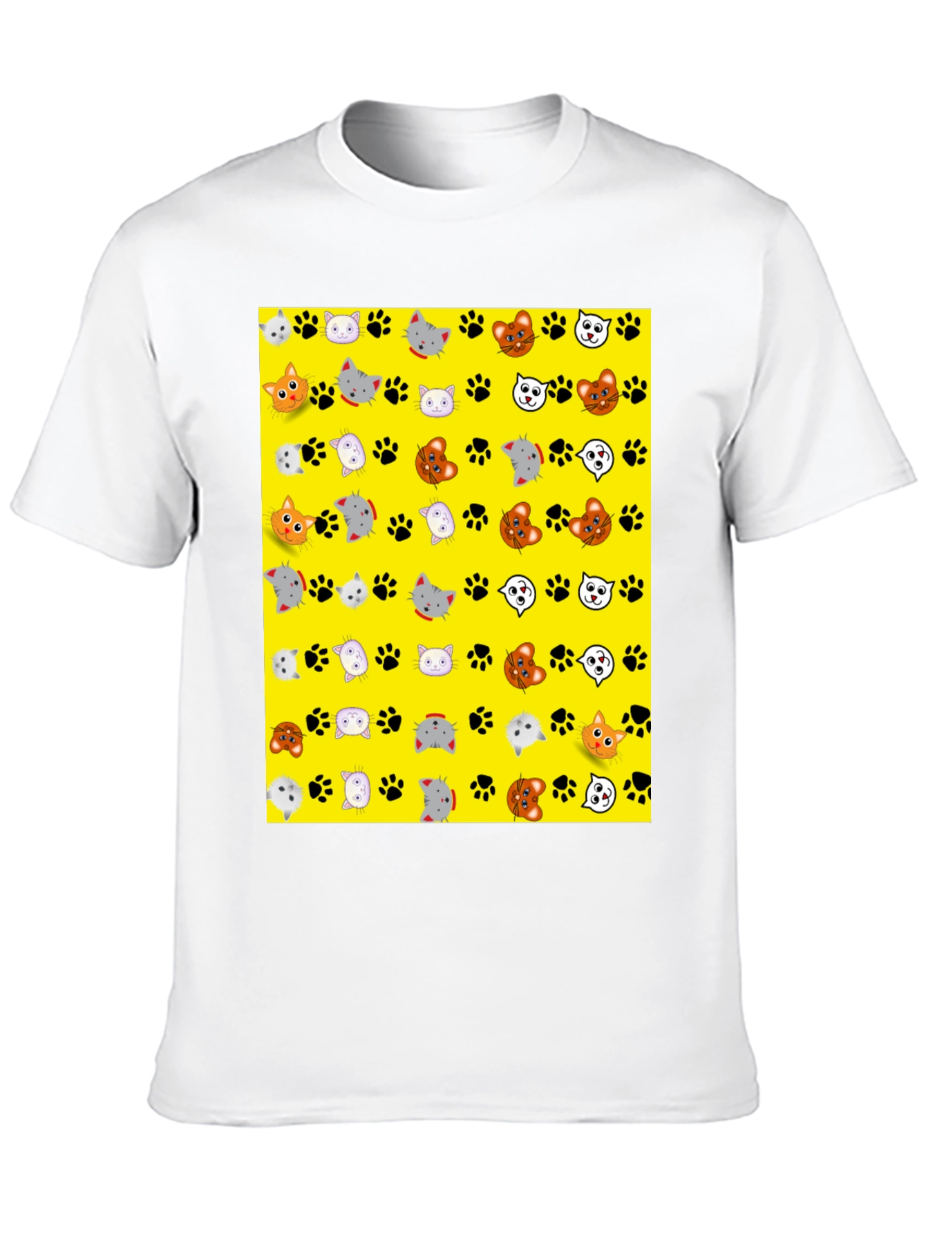 Cat Faces & Paw Prints T-Shirt