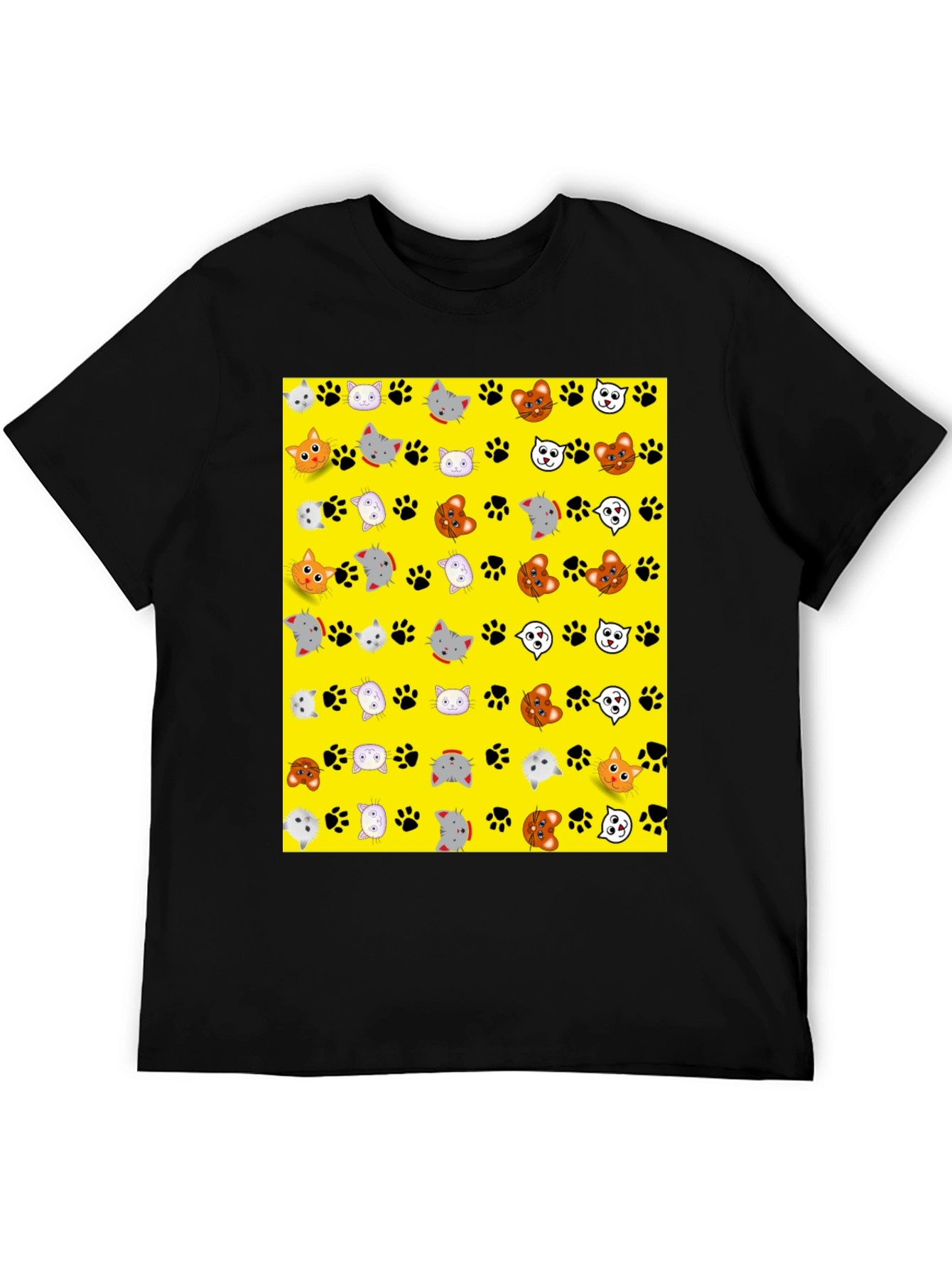 Cat Faces & Paw Prints T-Shirt