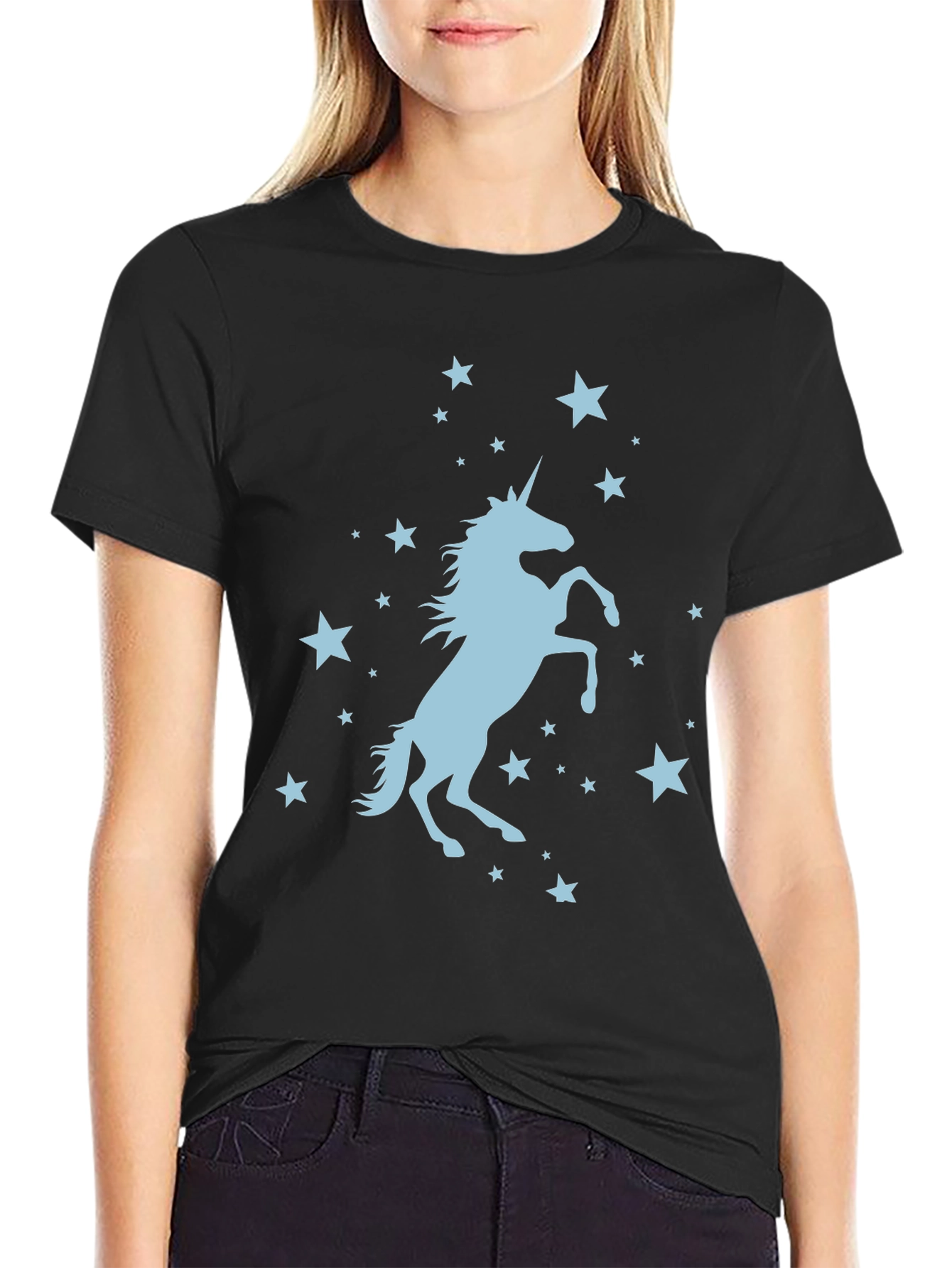 Unicorn Star Graphic Black T-Shirt