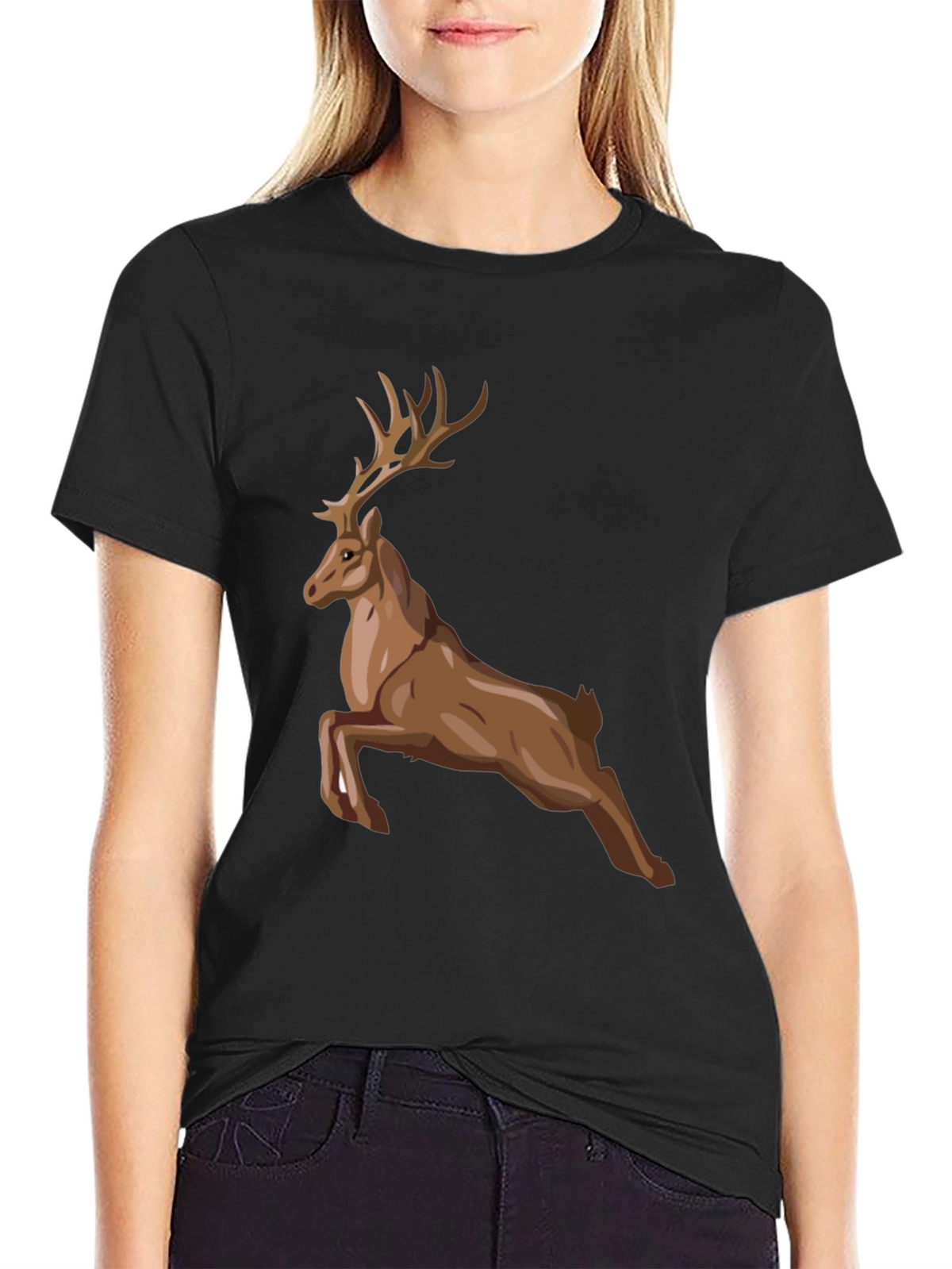 Mens Black Deer Graphic Tee
