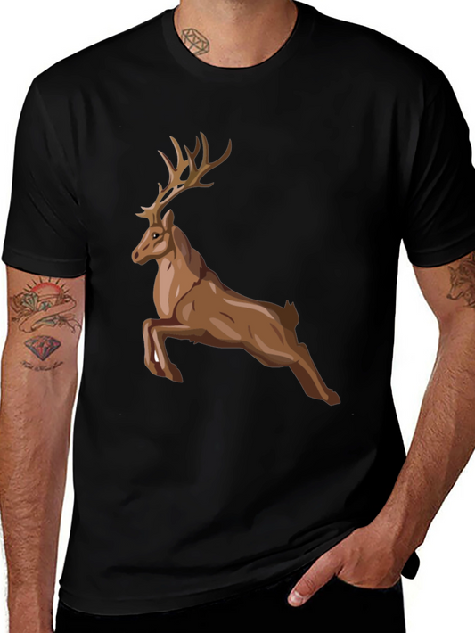 Mens Black Deer Graphic Tee