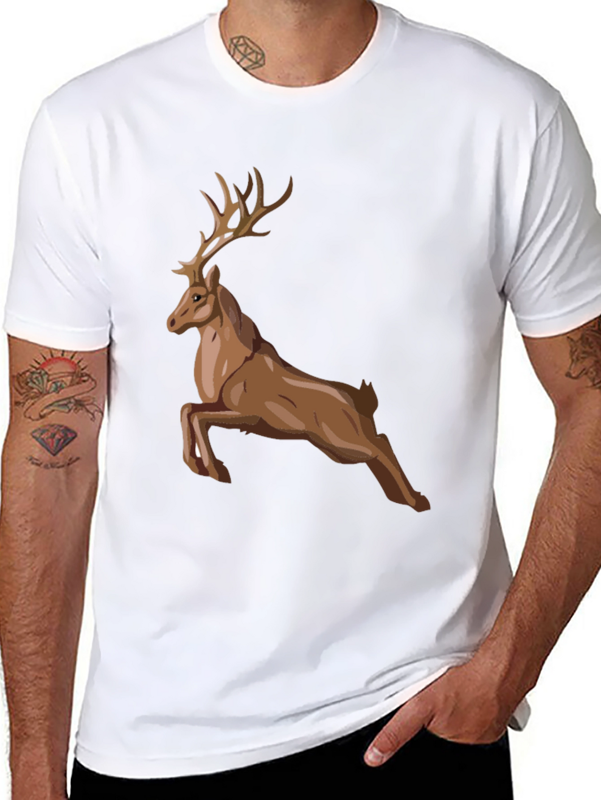 Mens Black Deer Graphic Tee