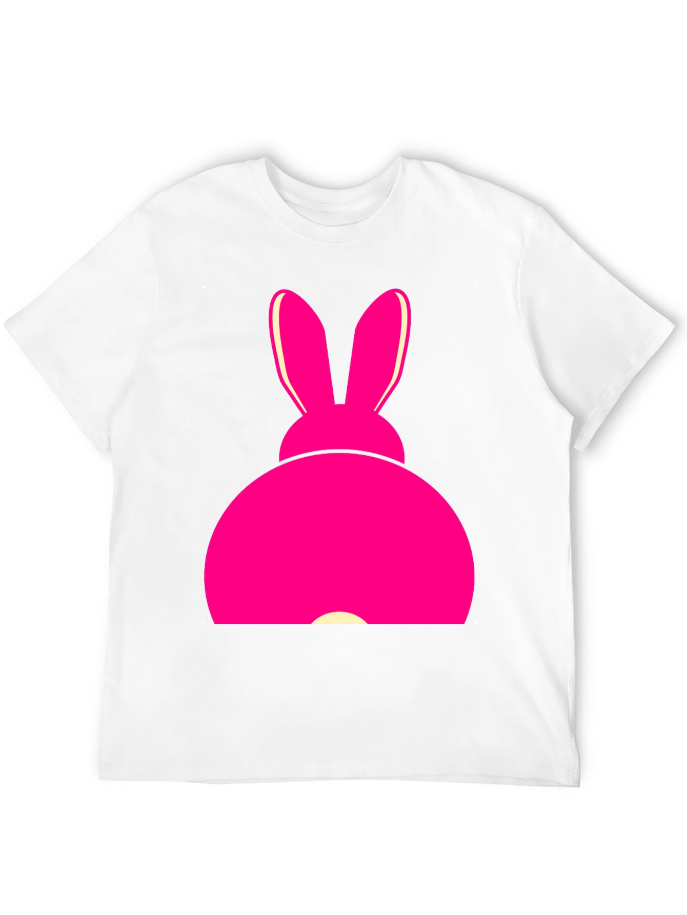Pink Bunny Graphic Tee - Black Cotton T-Shirt