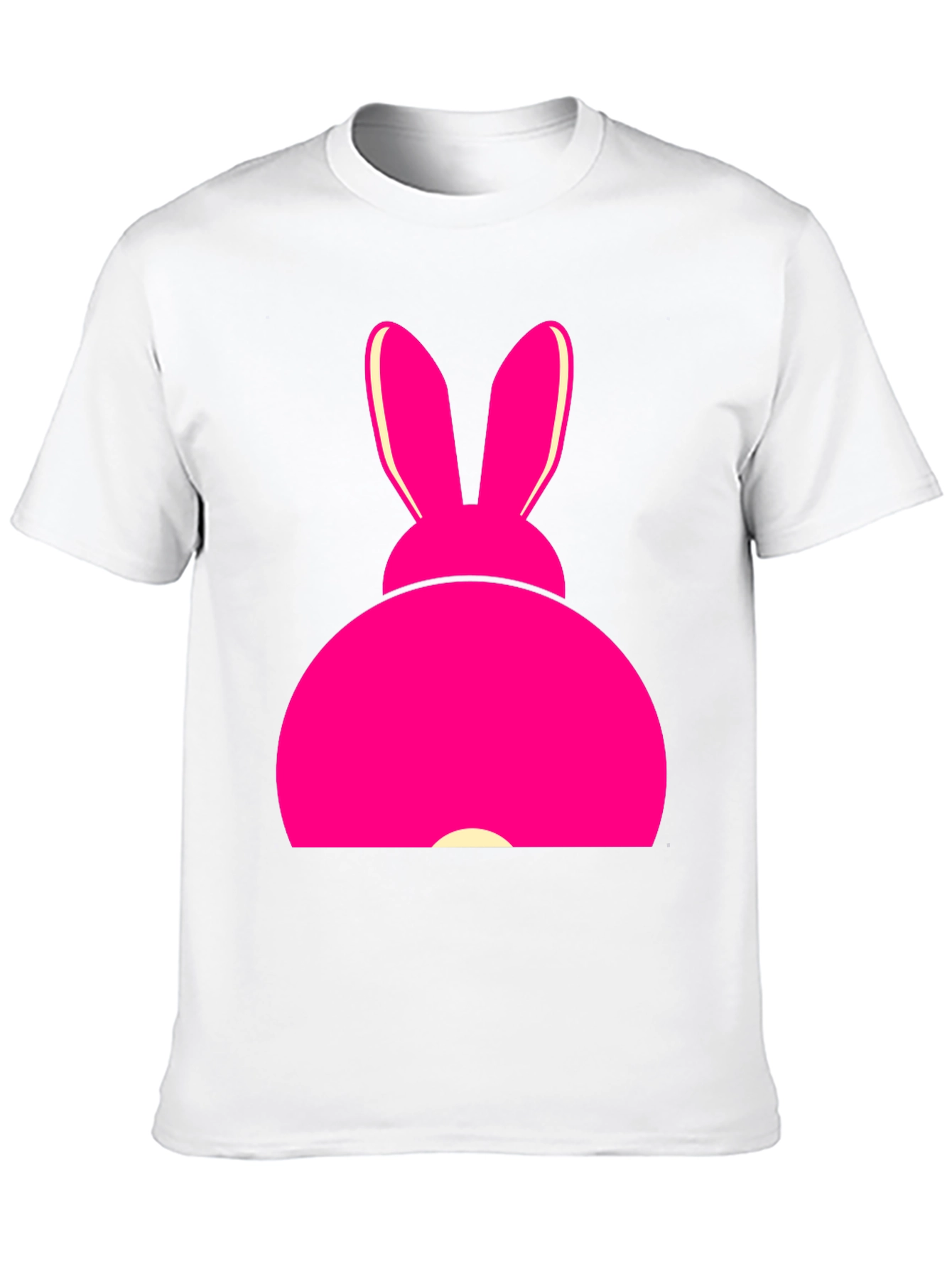 Pink Bunny Graphic Tee - Black Cotton T-Shirt