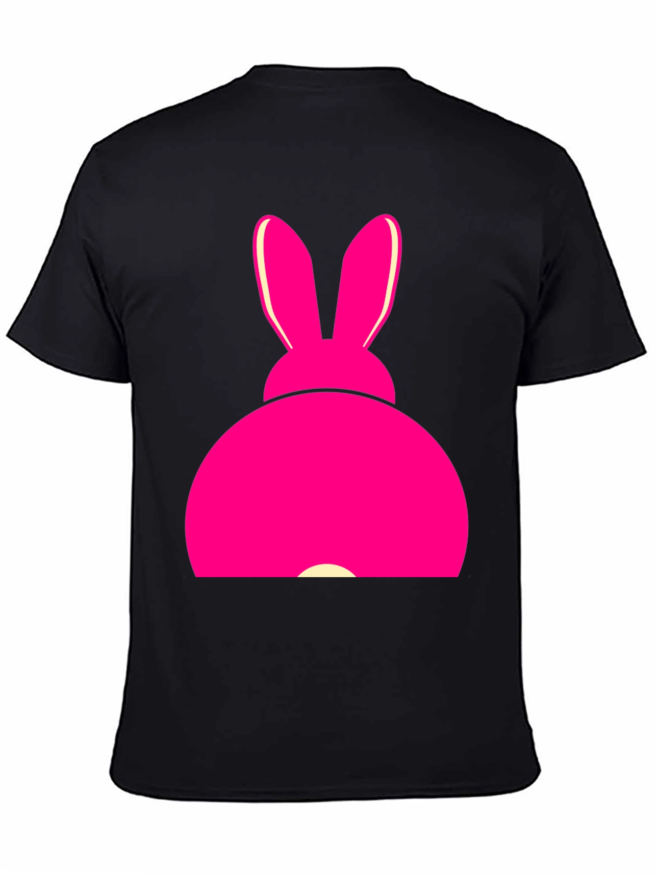 Pink Bunny Graphic Tee - Black Cotton T-Shirt