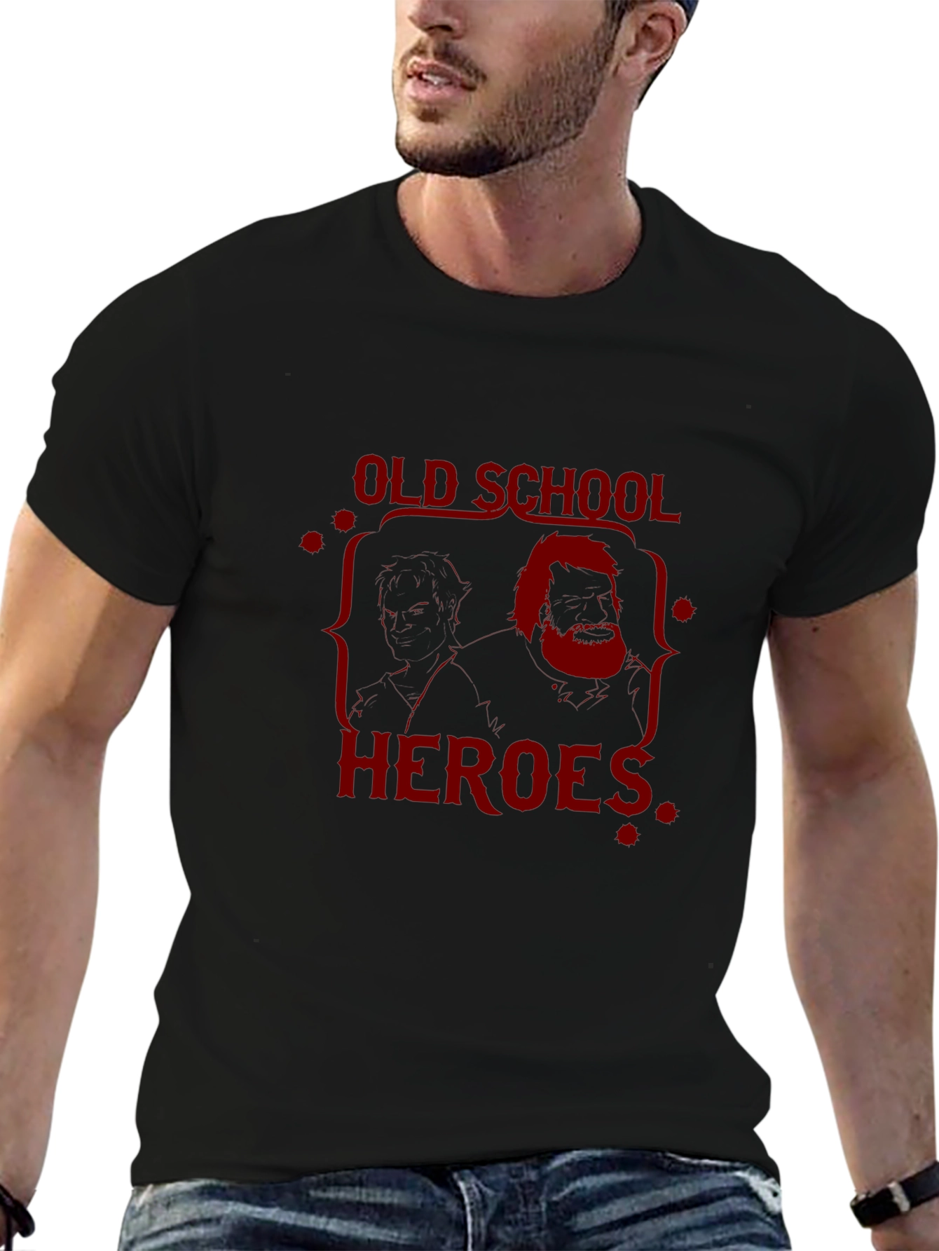 Old School Heroes Graphic Print T-Shirt