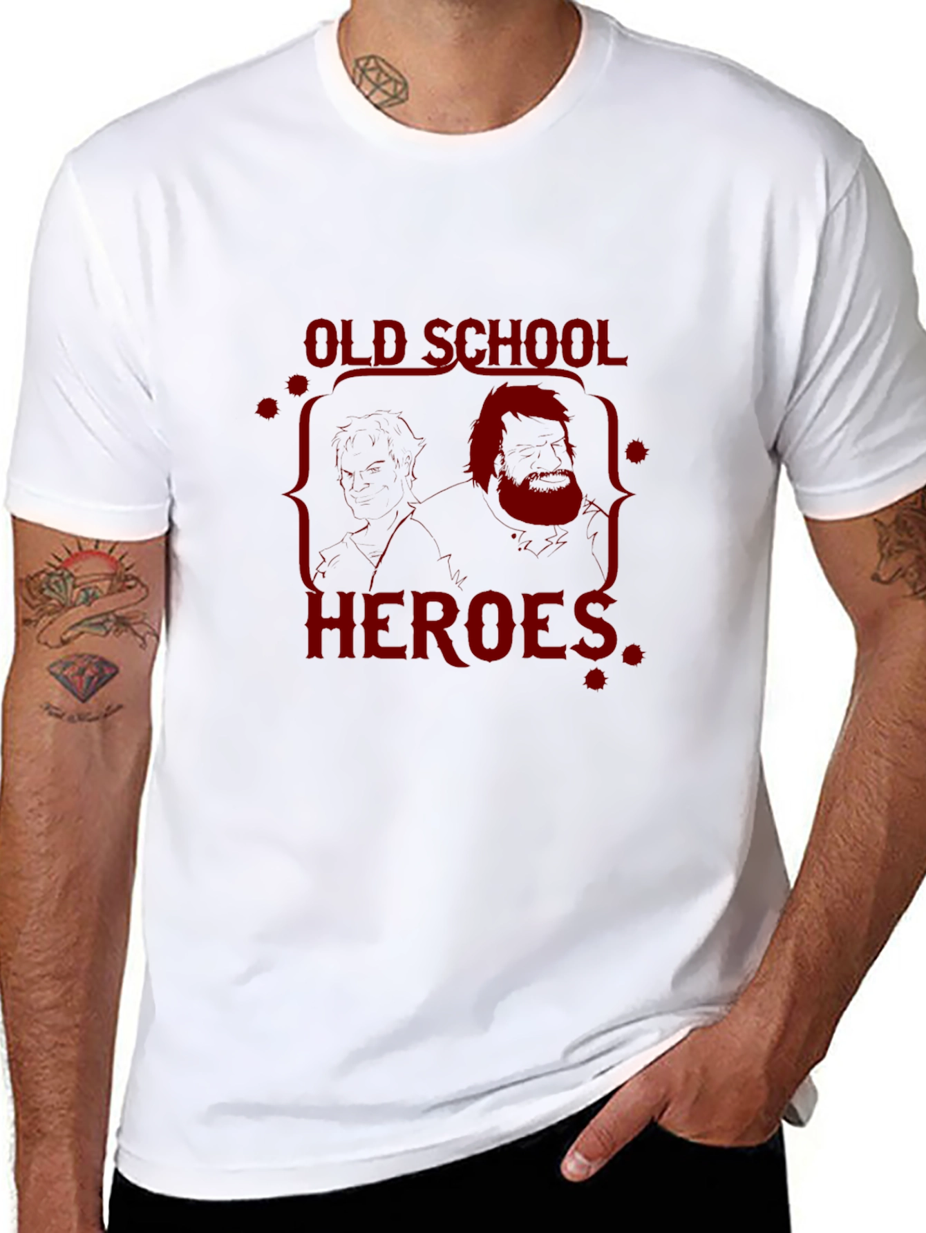 Old School Heroes Graphic Print T-Shirt