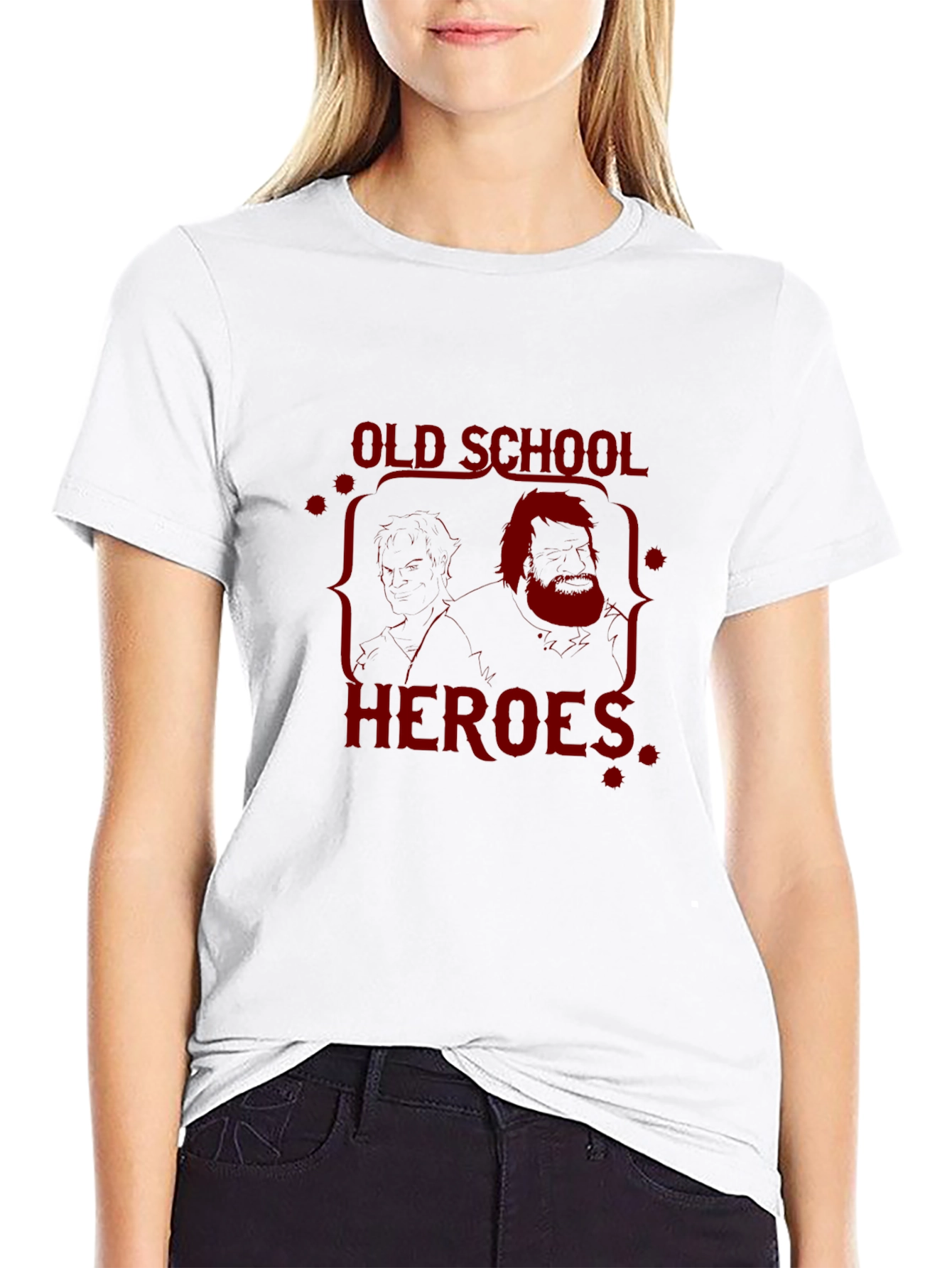 Old School Heroes Graphic Print T-Shirt