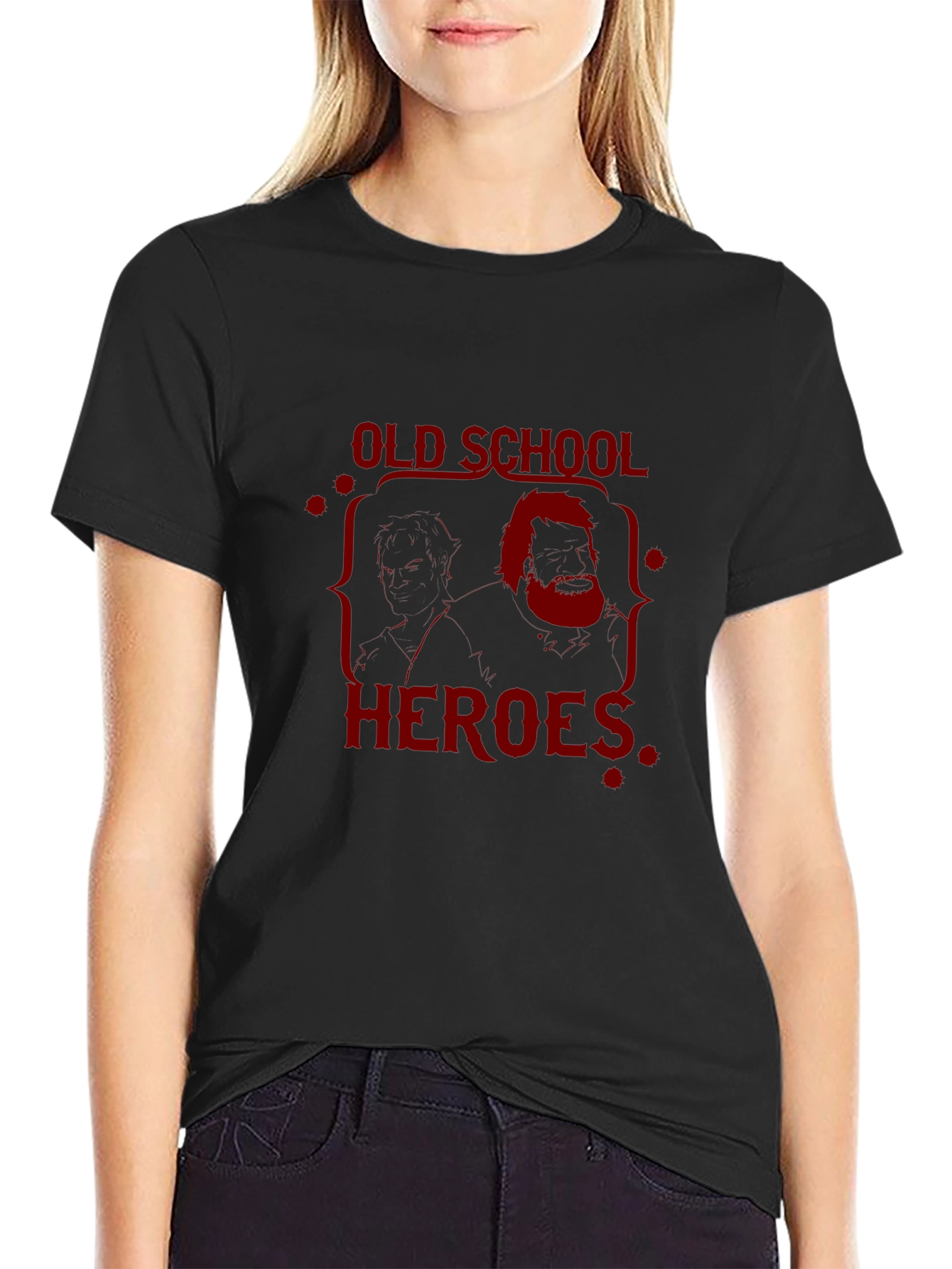 Old School Heroes Graphic Print T-Shirt