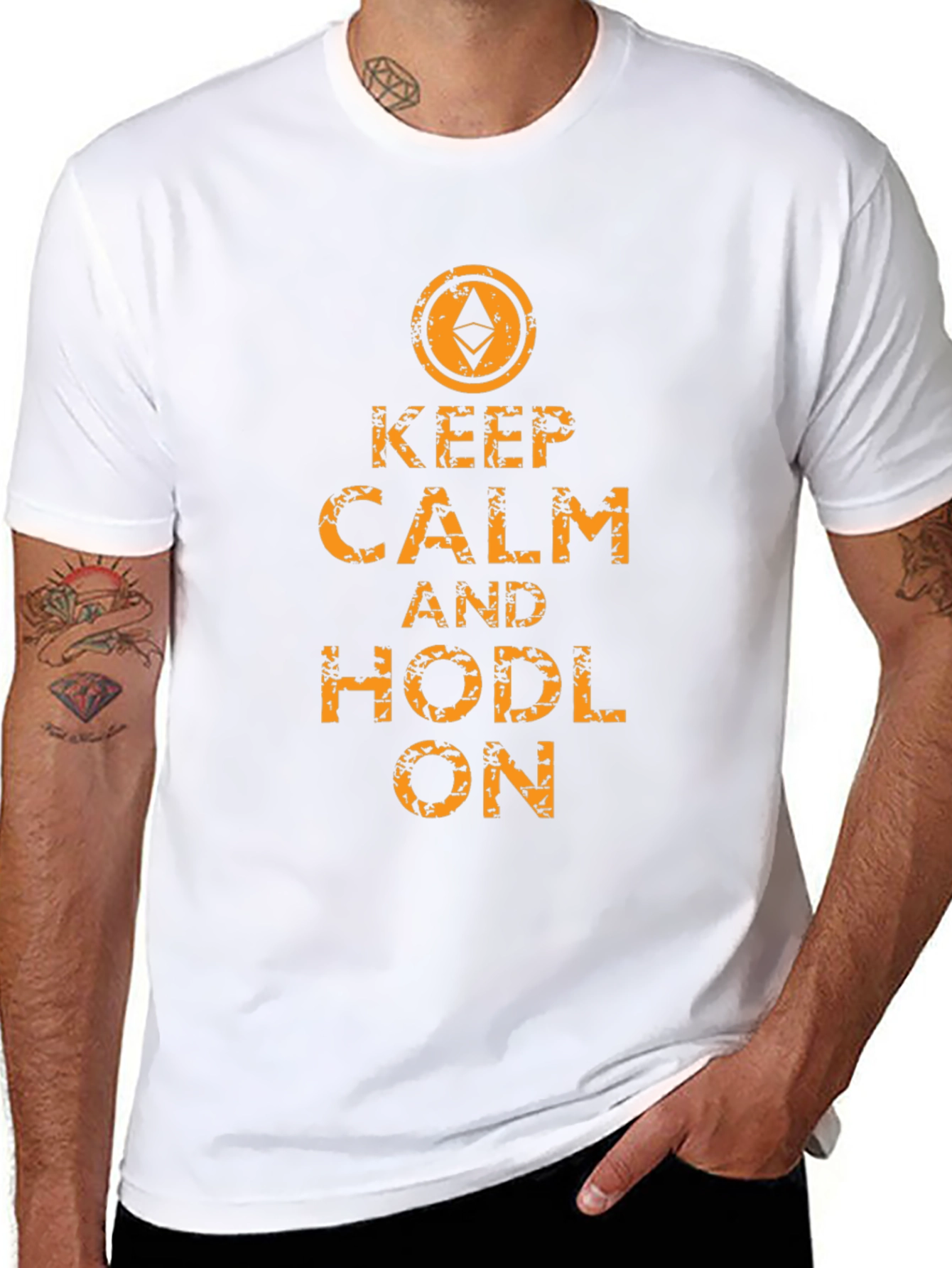 Keep Calm & Hodl On Ethereum Black T-Shirt