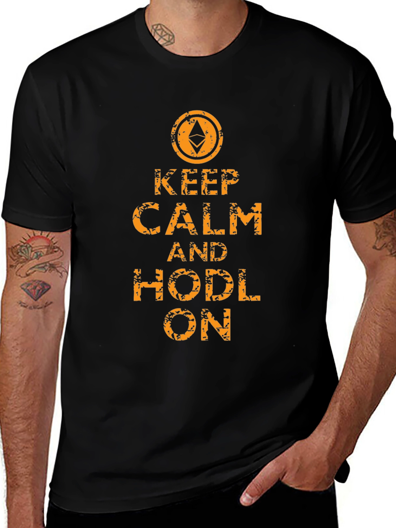 Keep Calm & Hodl On Ethereum Black T-Shirt