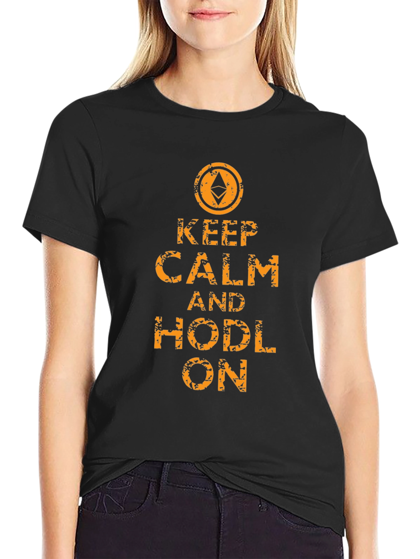 Keep Calm & Hodl On Ethereum Black T-Shirt
