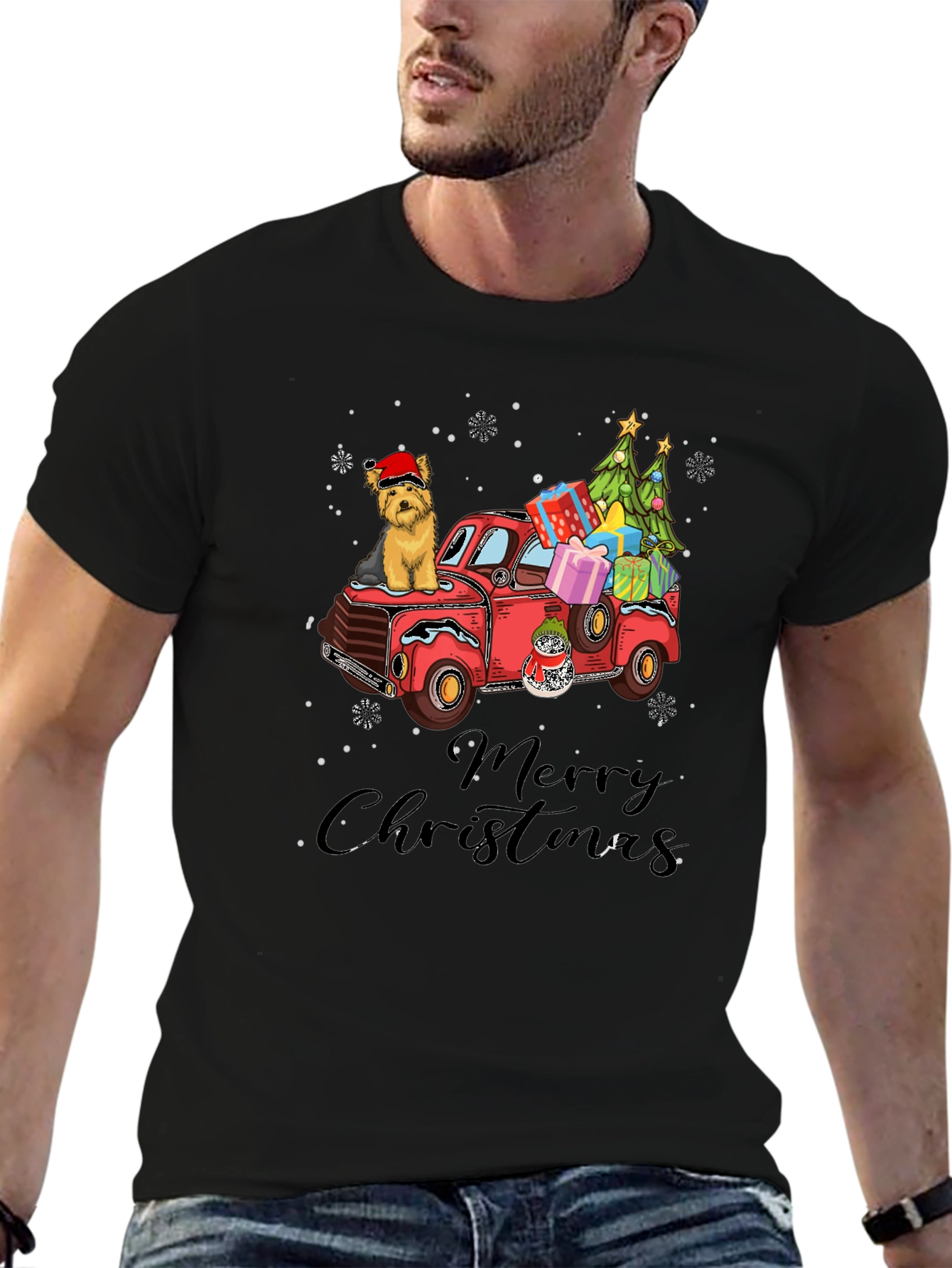 Merry Christmas Dog Truck T-Shirt