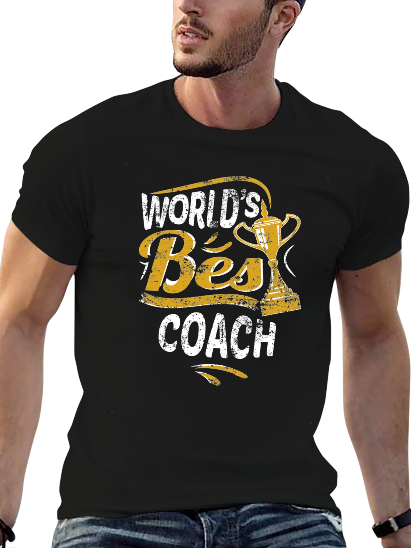 Worlds Best Coach Graphic T-Shirt - Black