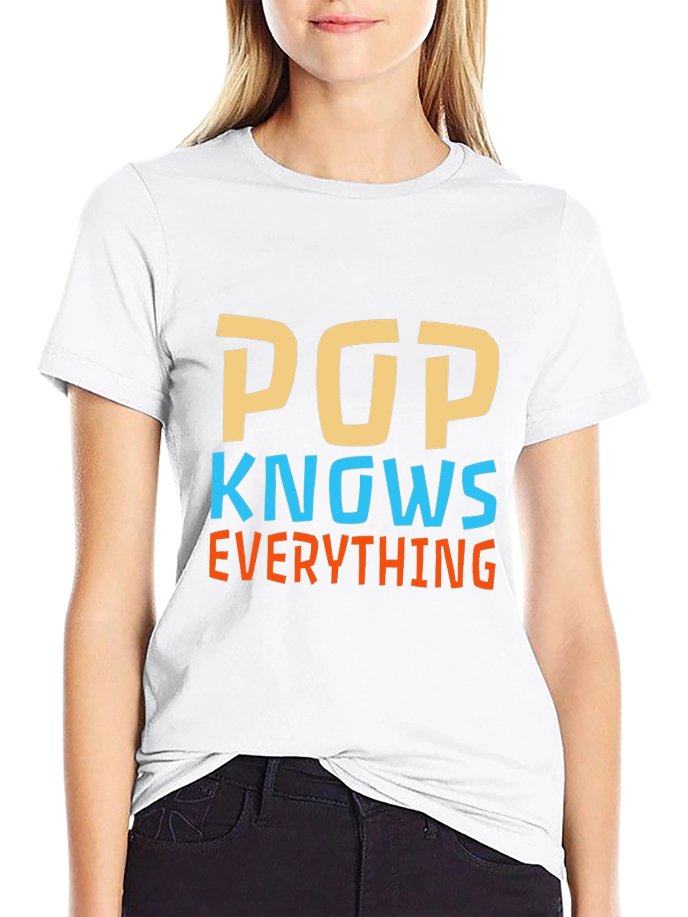Pop Knows Everything Black Graphic T-Shirt