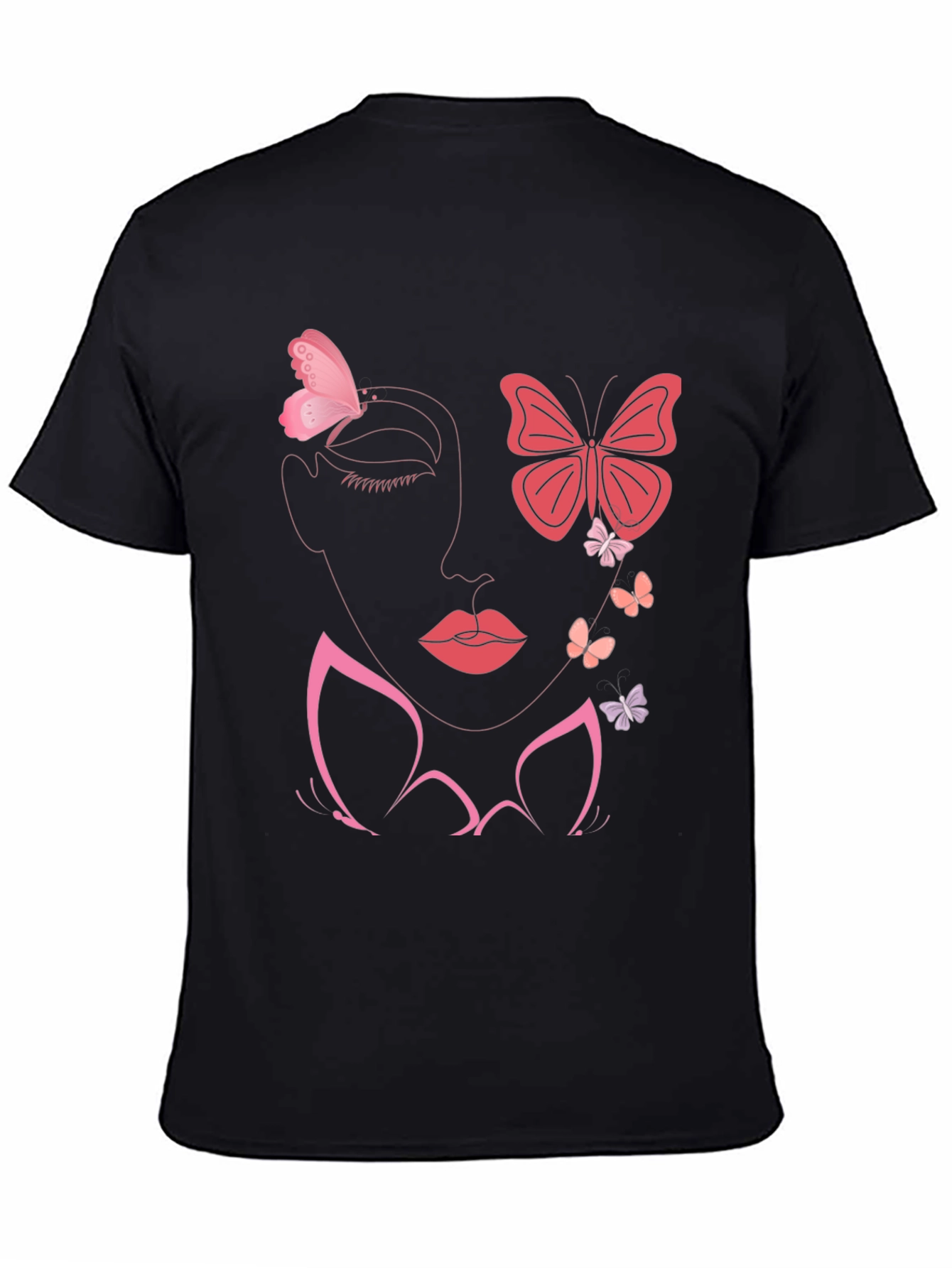 Butterfly Face Graphic Tee - Stylish Black T-Shirt