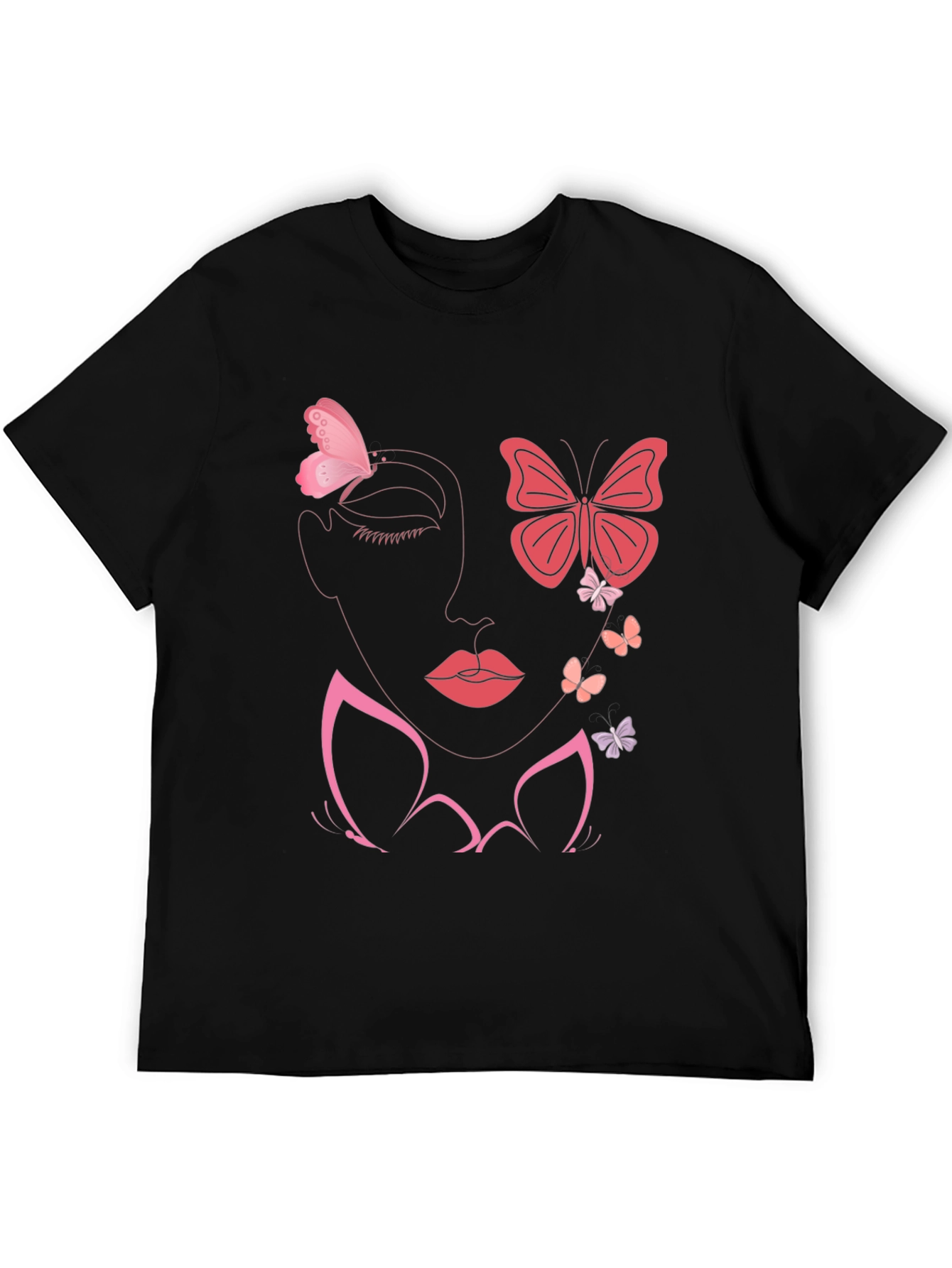 Butterfly Face Graphic Tee - Stylish Black T-Shirt