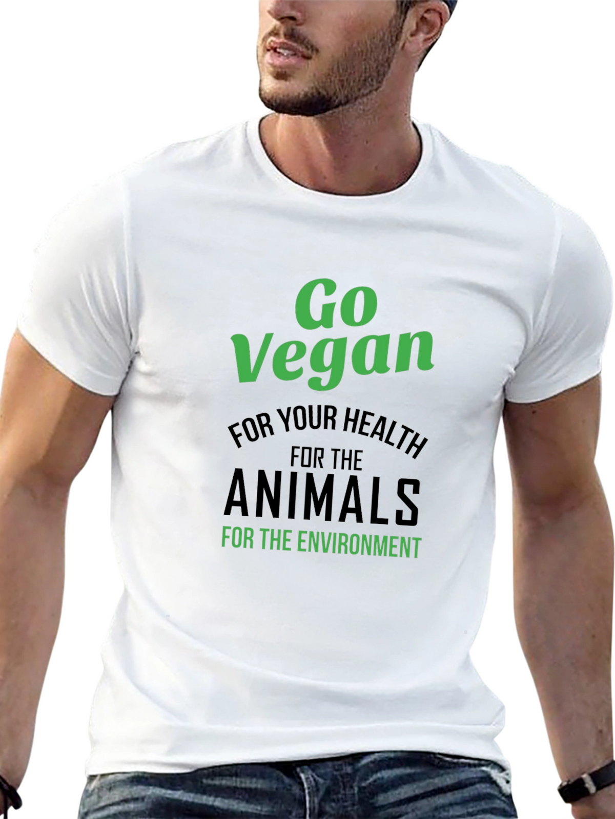 Go Vegan T-Shirt - Health Animals Environment