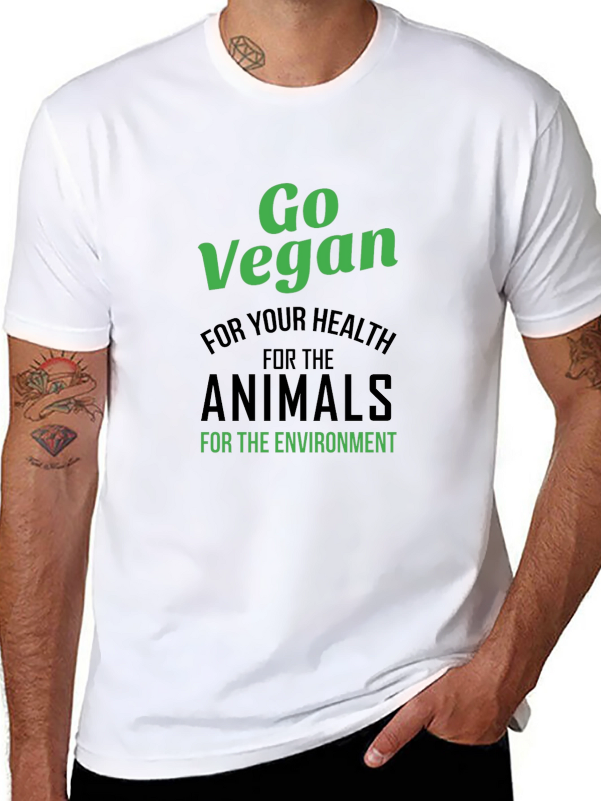 Go Vegan T-Shirt - Health Animals Environment