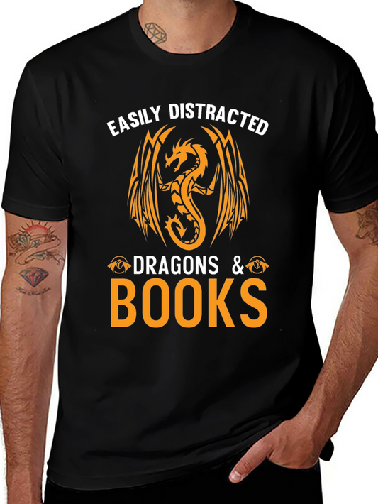 Easily Distracted by Dragons & Books T-Shirt