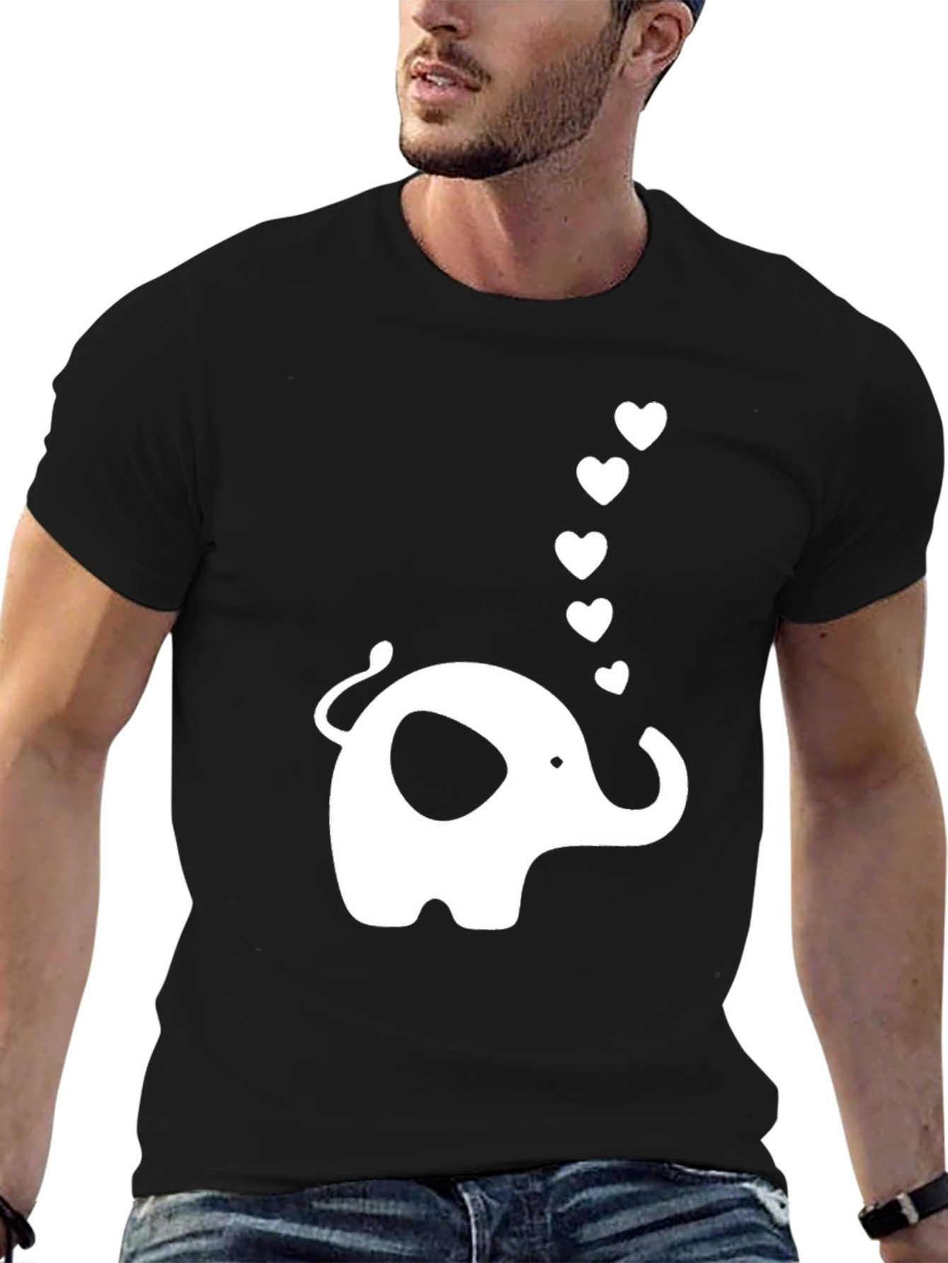 Elephant Love Graphic T-Shirt - Black