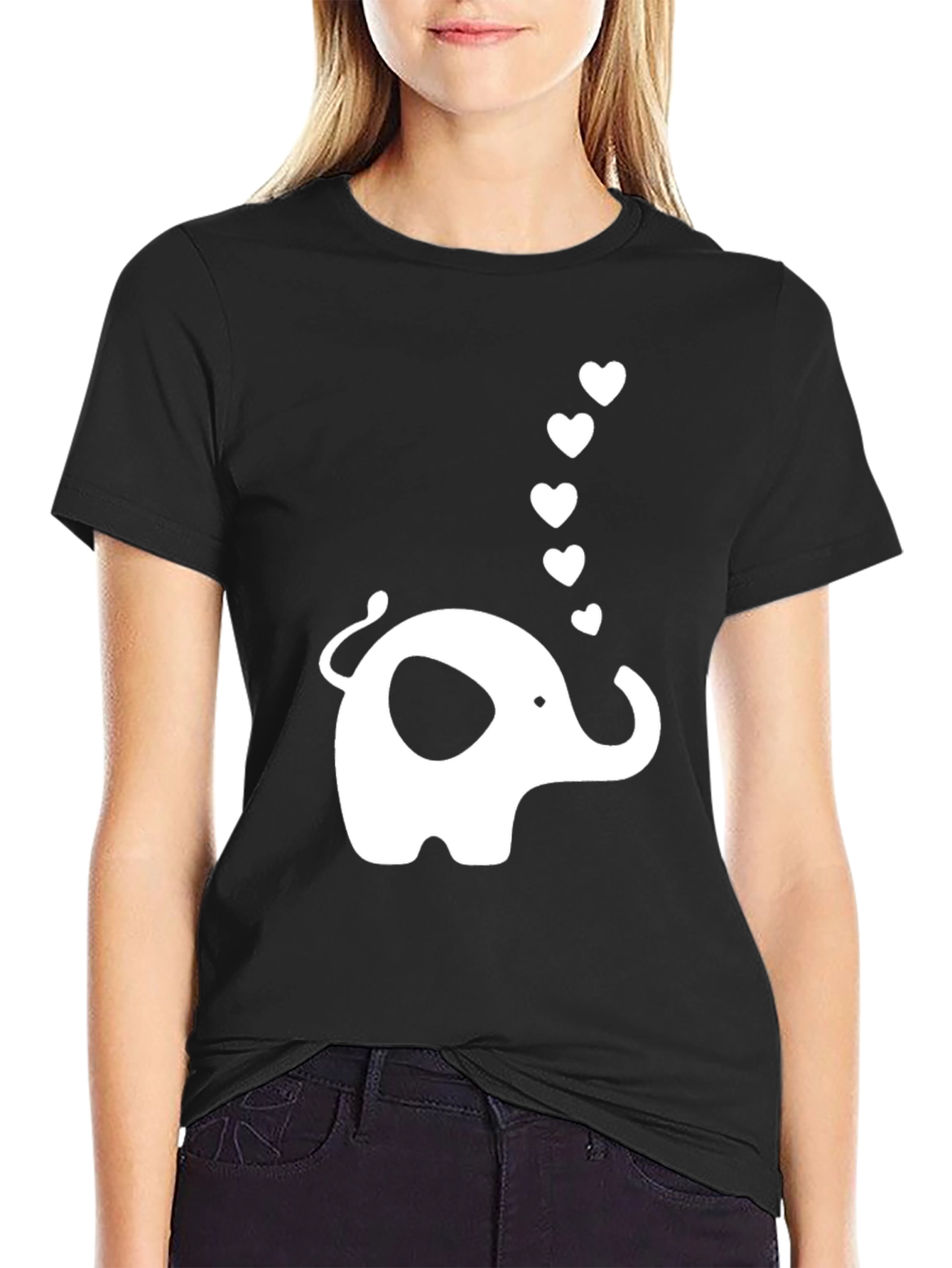 Elephant Love Graphic T-Shirt - Black