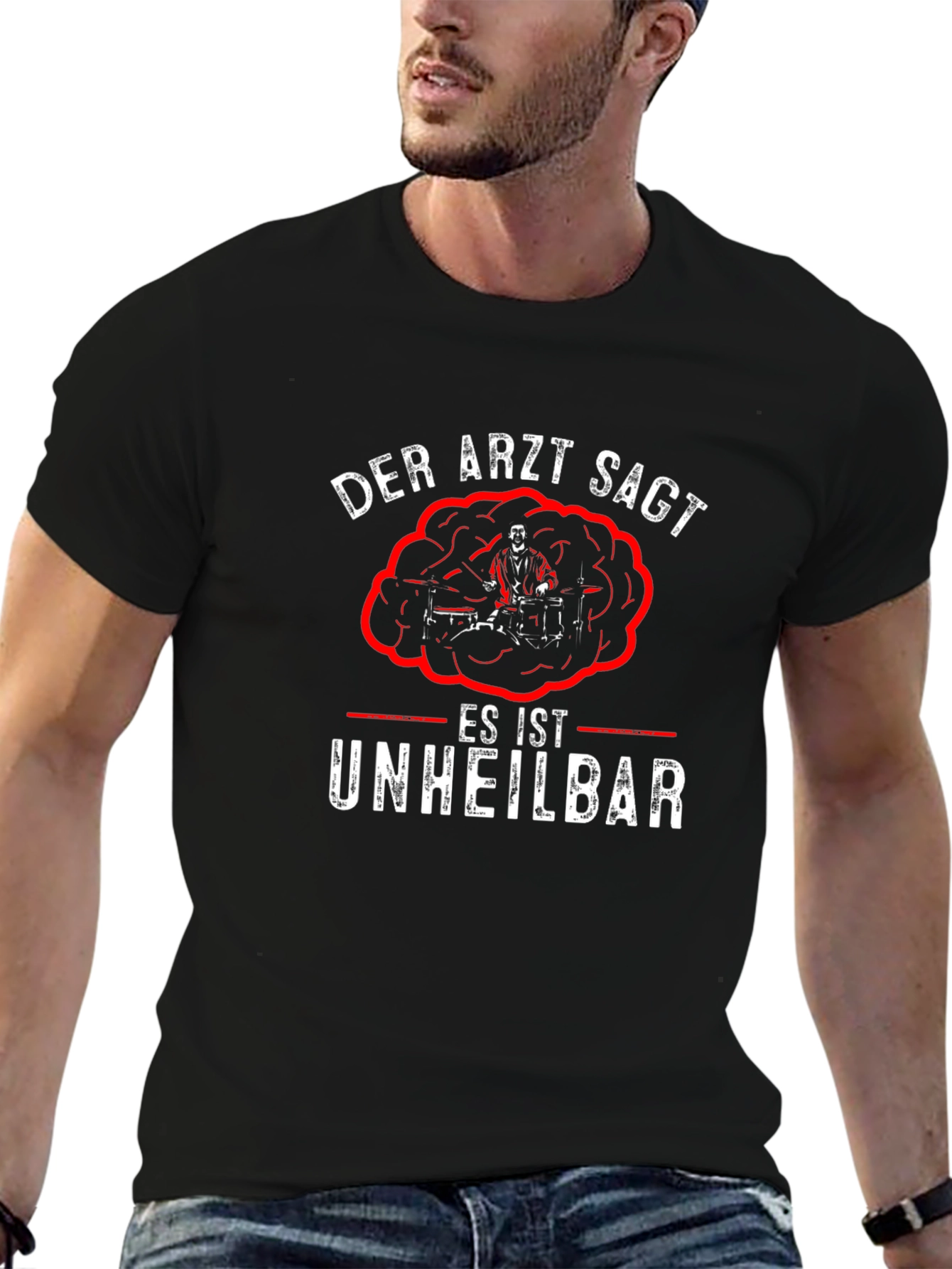 Der Arzt Sagt Drummer T-Shirt - Black Cotton