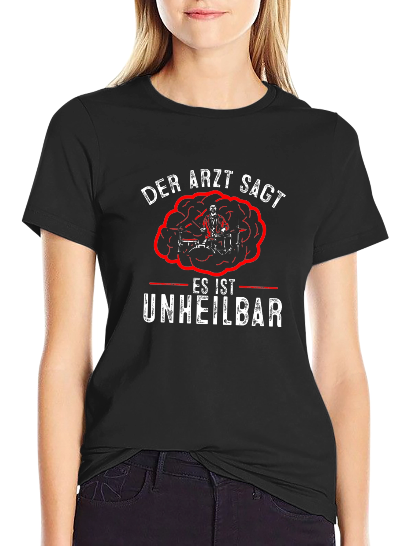 Der Arzt Sagt Drummer T-Shirt - Black Cotton