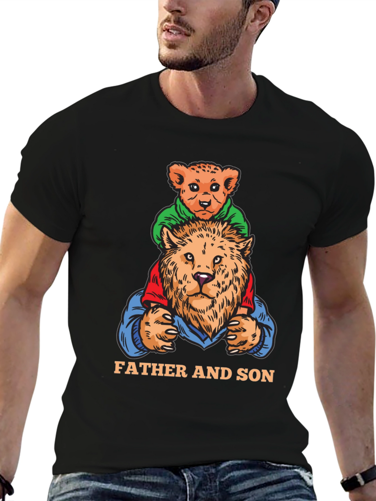 Father and Son Lion Graphic Tee
