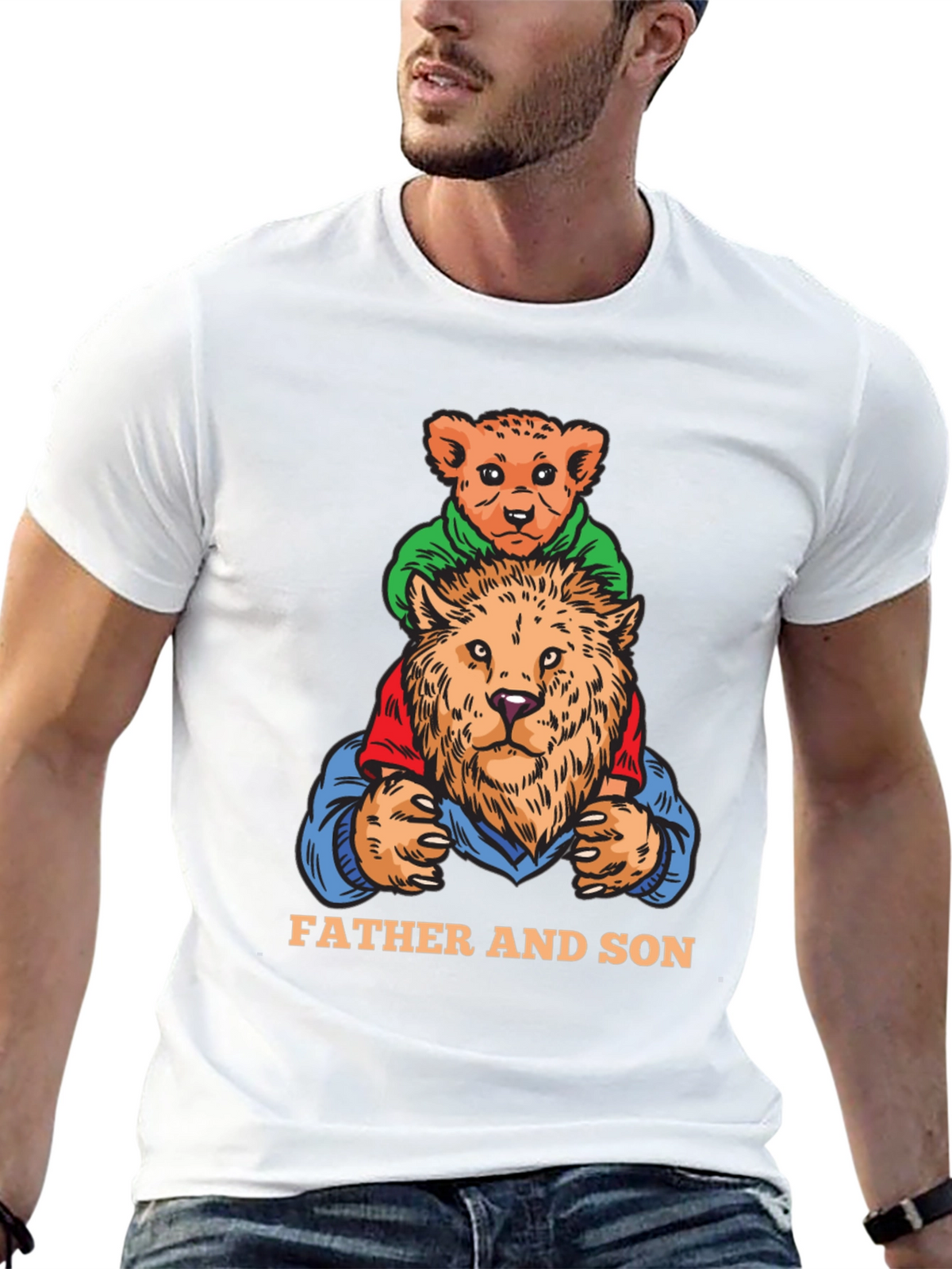 Father and Son Lion Graphic Tee