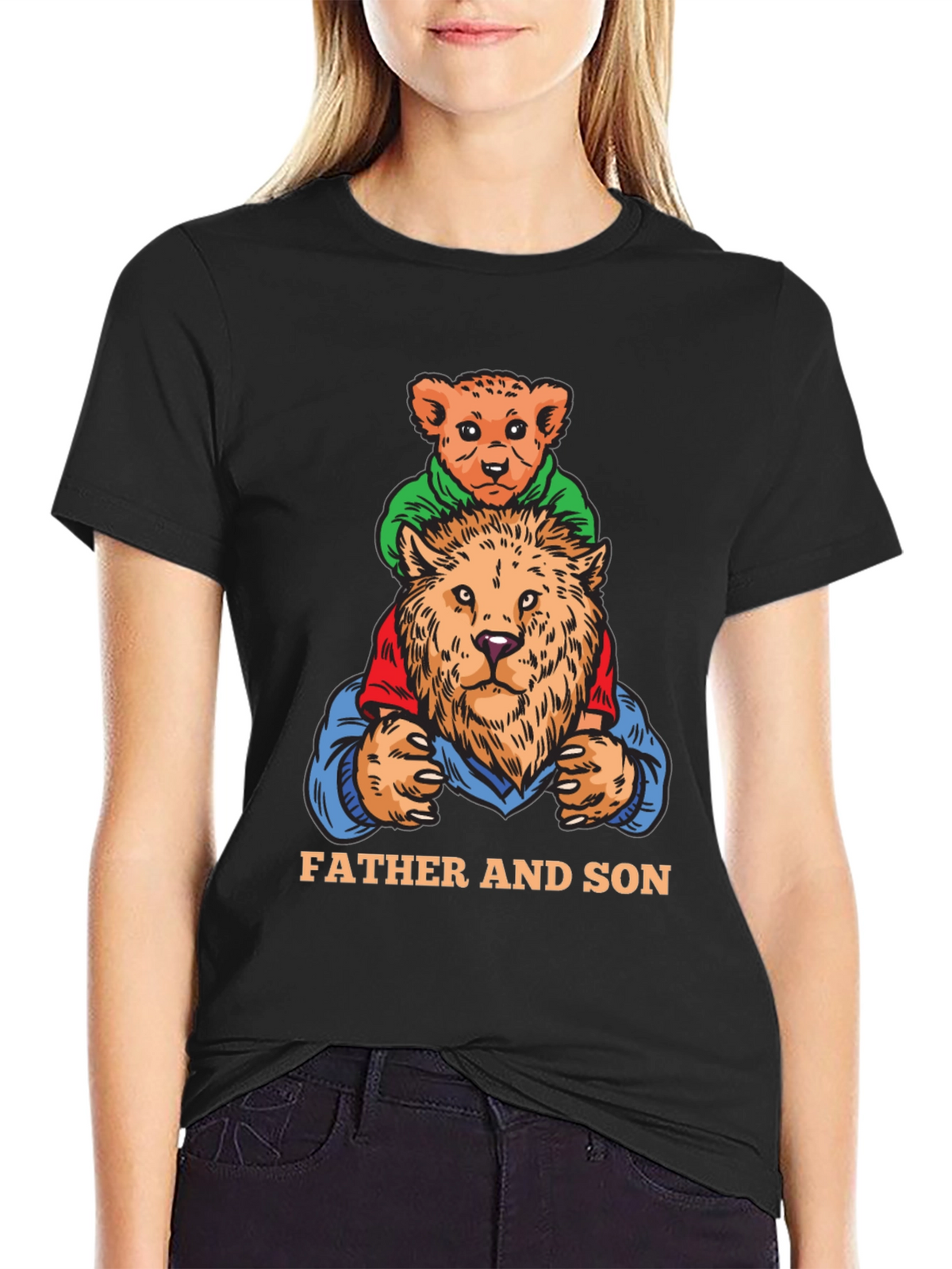 Father and Son Lion Graphic Tee