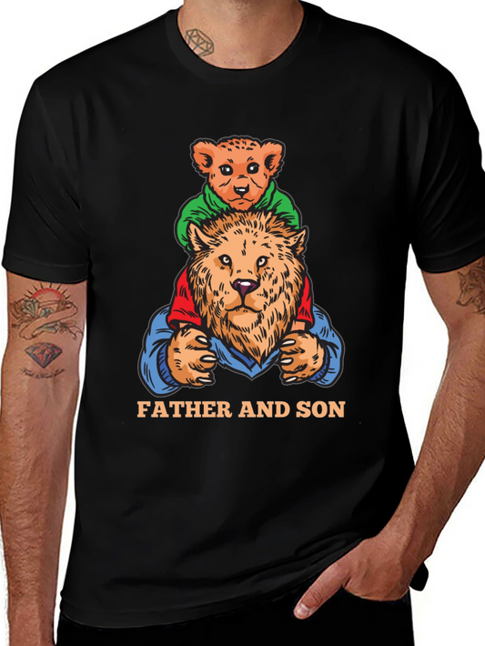 Father and Son Lion Graphic Tee