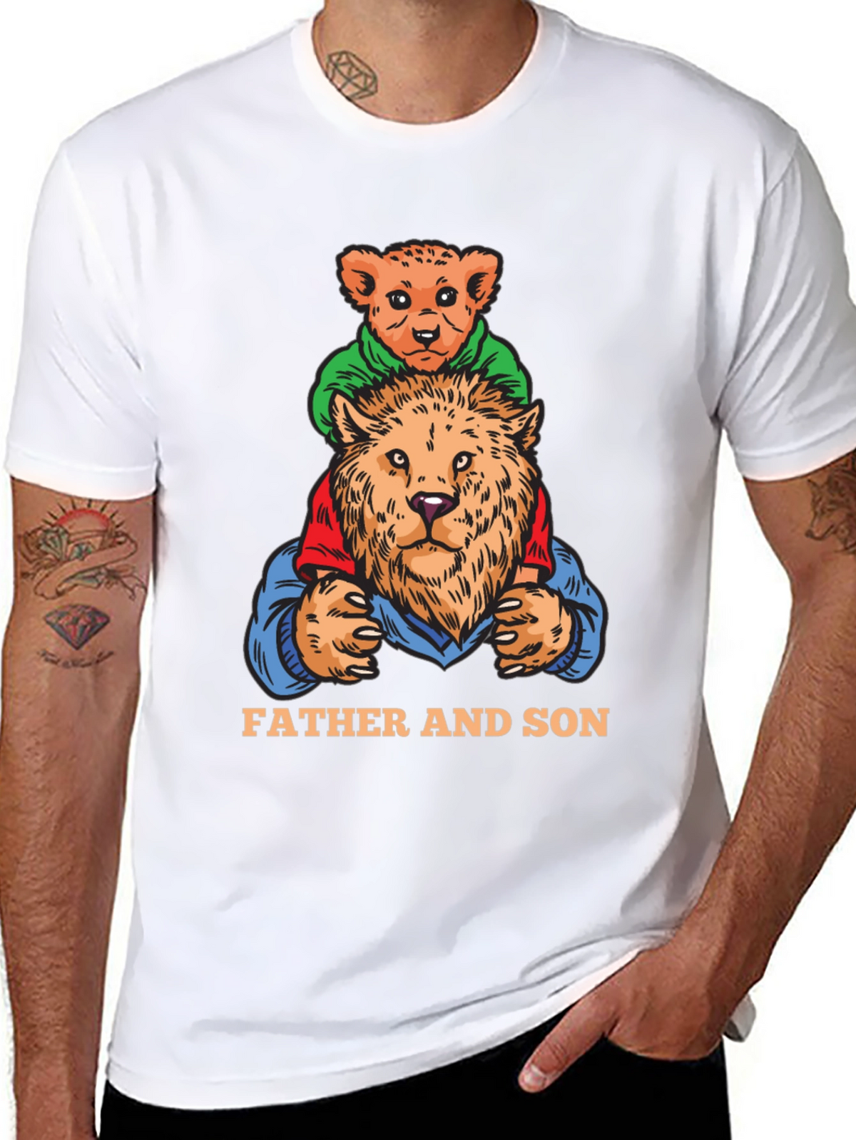 Father and Son Lion Graphic Tee