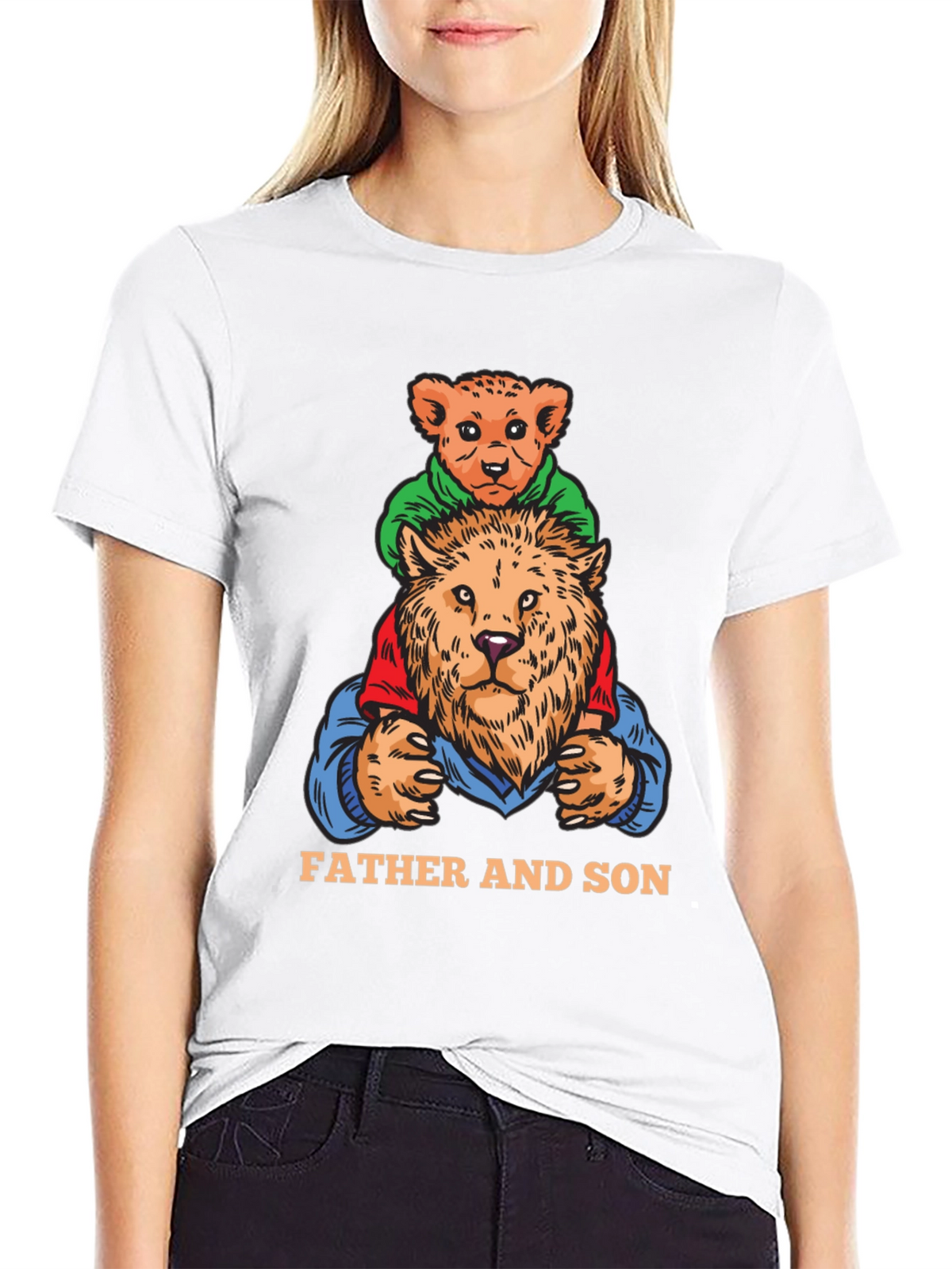 Father and Son Lion Graphic Tee