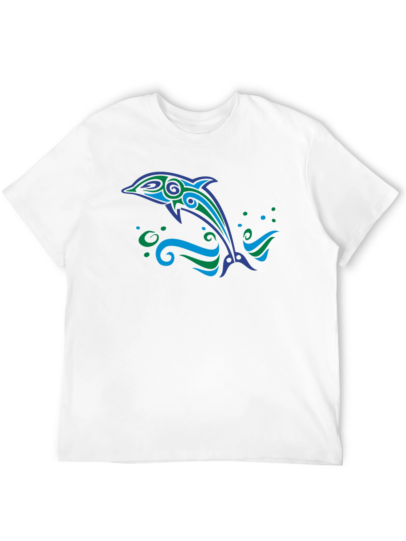 Tribal Dolphin Graphic Tee - Black Cotton Blend