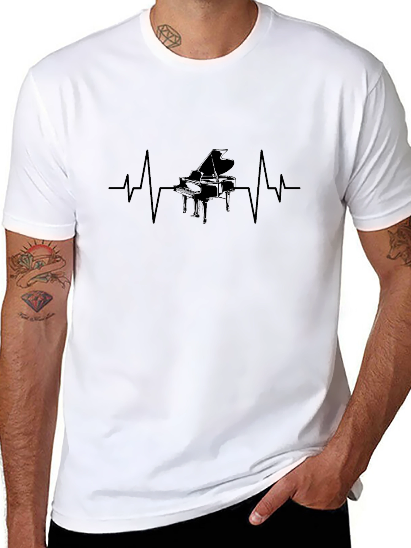 Piano Heartbeat Graphic Tee - Music Lover T-Shirt