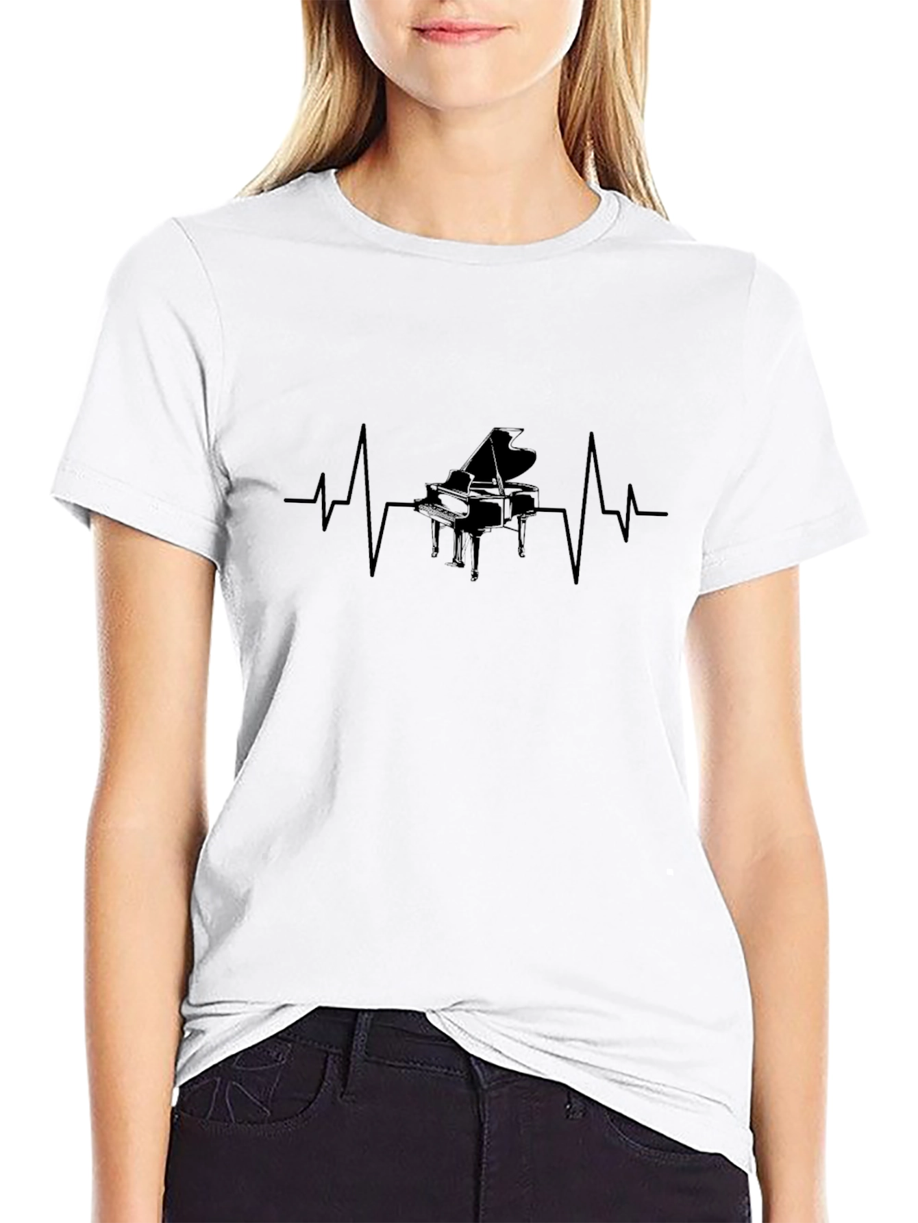 Piano Heartbeat Graphic Tee - Music Lover T-Shirt