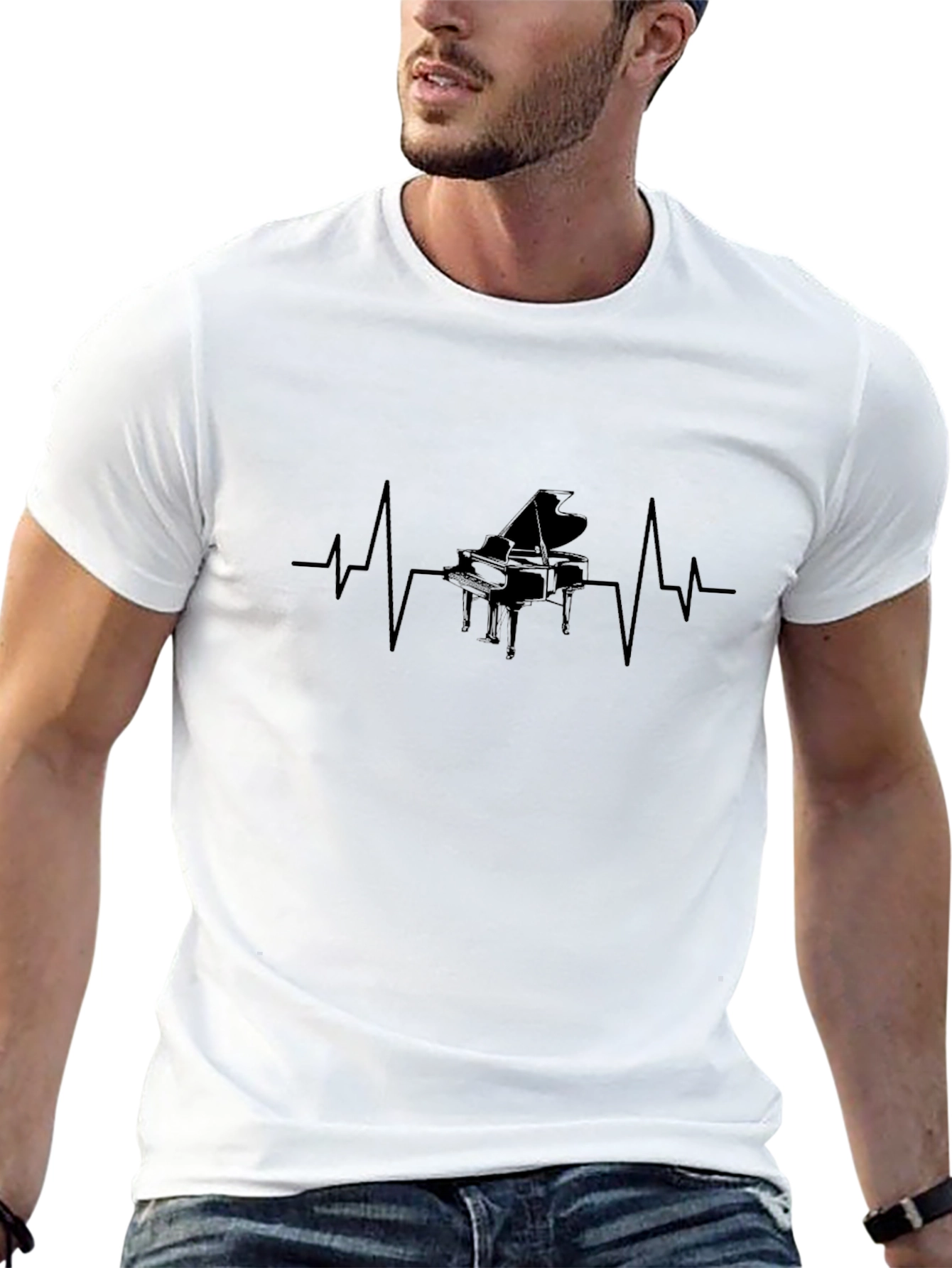 Piano Heartbeat Graphic Tee - Music Lover T-Shirt