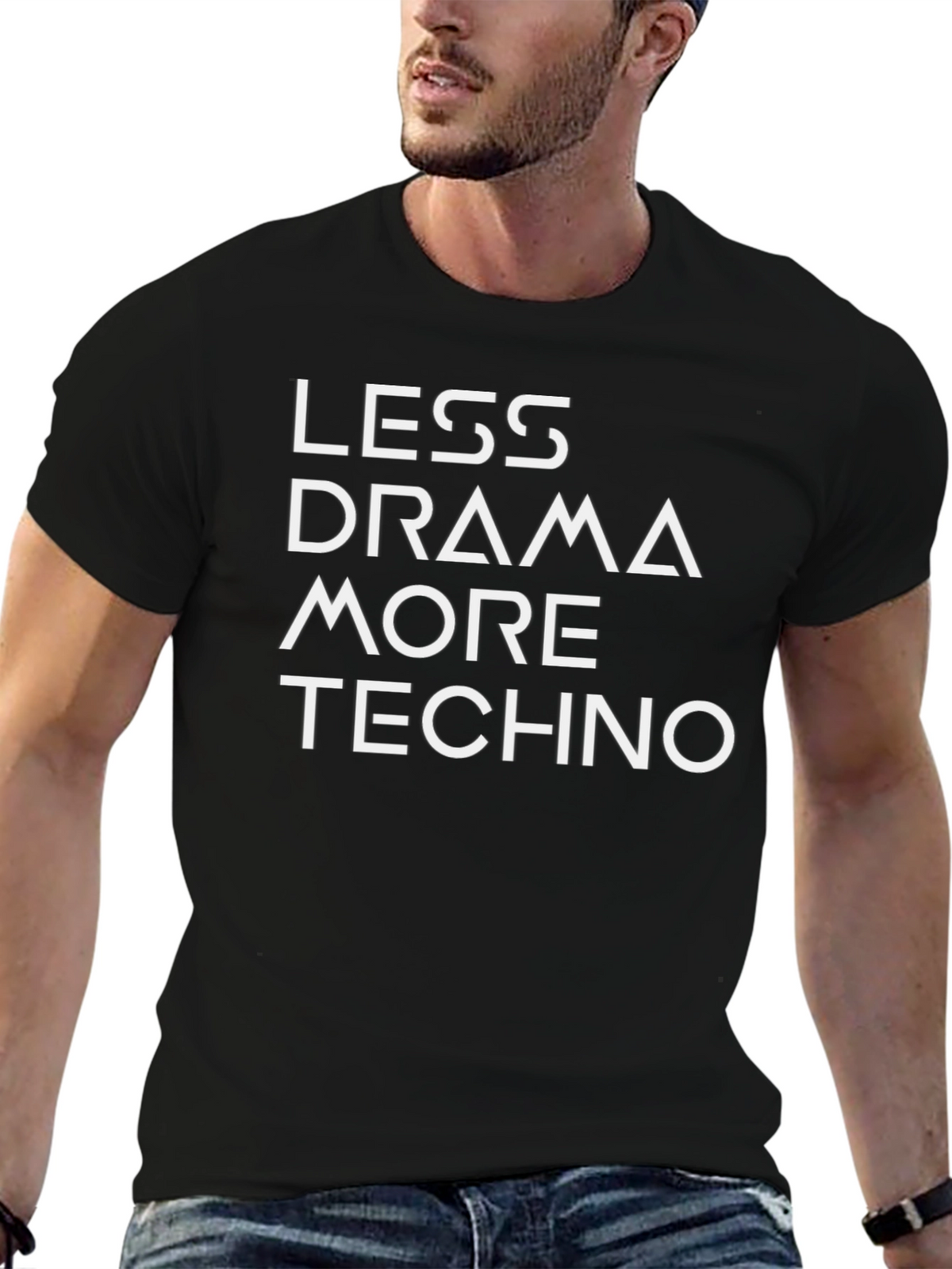 Less Drama More Techno Graphic Tee - Black