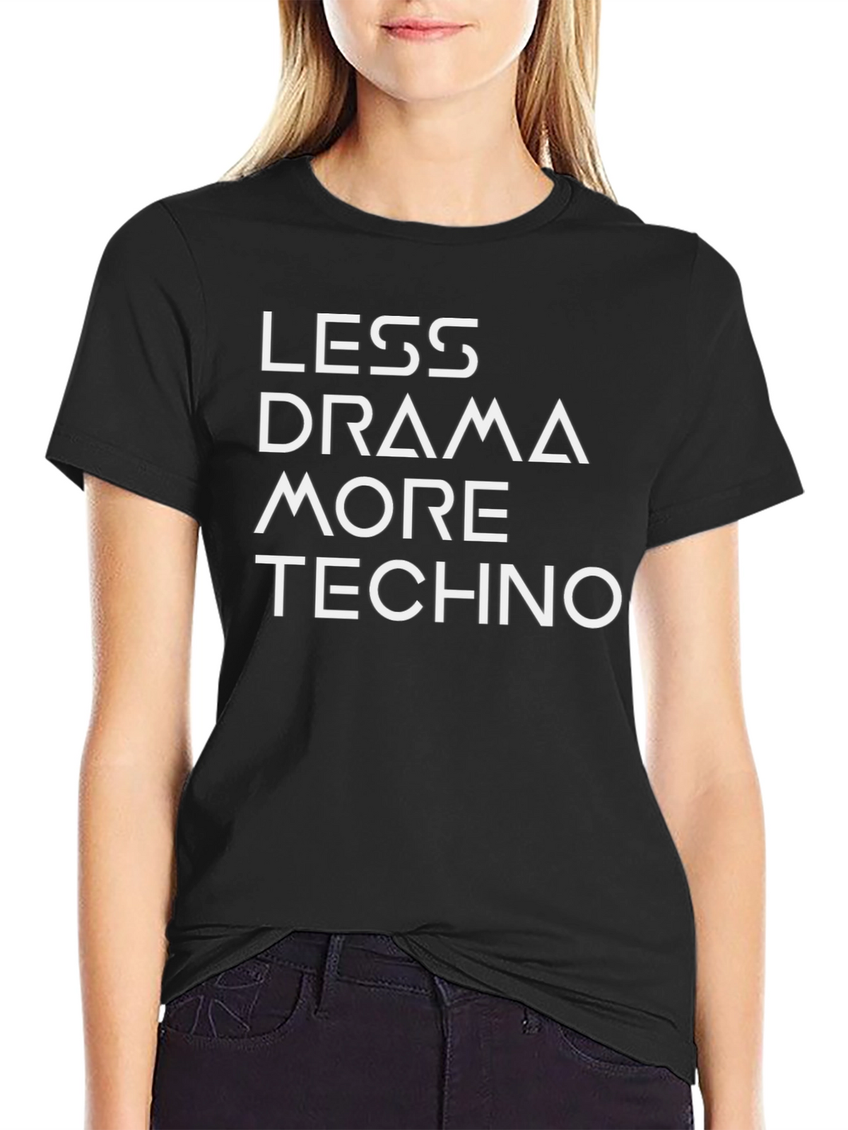 Less Drama More Techno Graphic Tee - Black