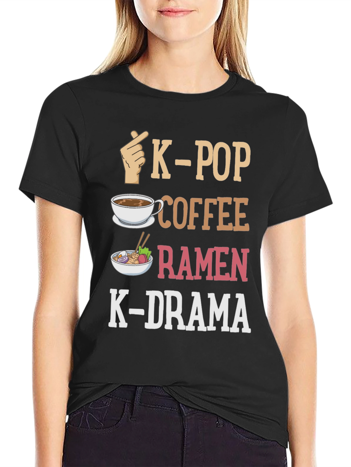 K-Pop Lover T-Shirt: Coffee Ramen K-Drama Design