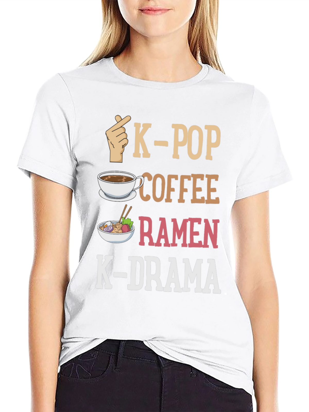 K-Pop Lover T-Shirt: Coffee Ramen K-Drama Design