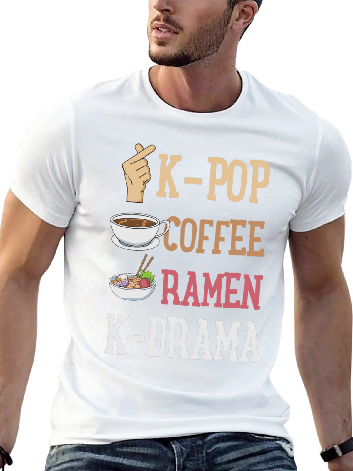 K-Pop Lover T-Shirt: Coffee Ramen K-Drama Design
