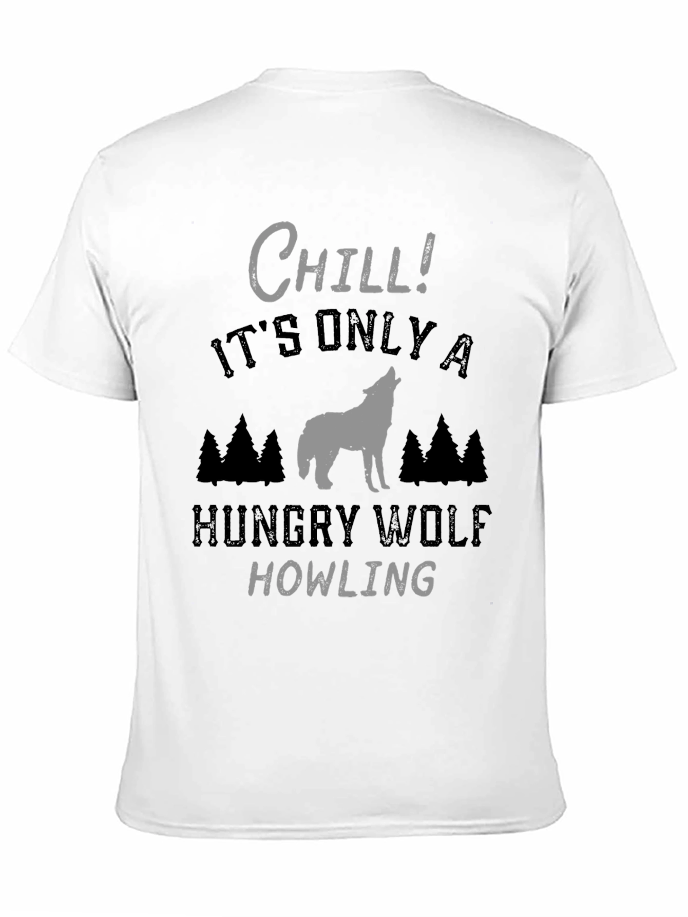 Chill Hungry Wolf Howling T-Shirt - Black