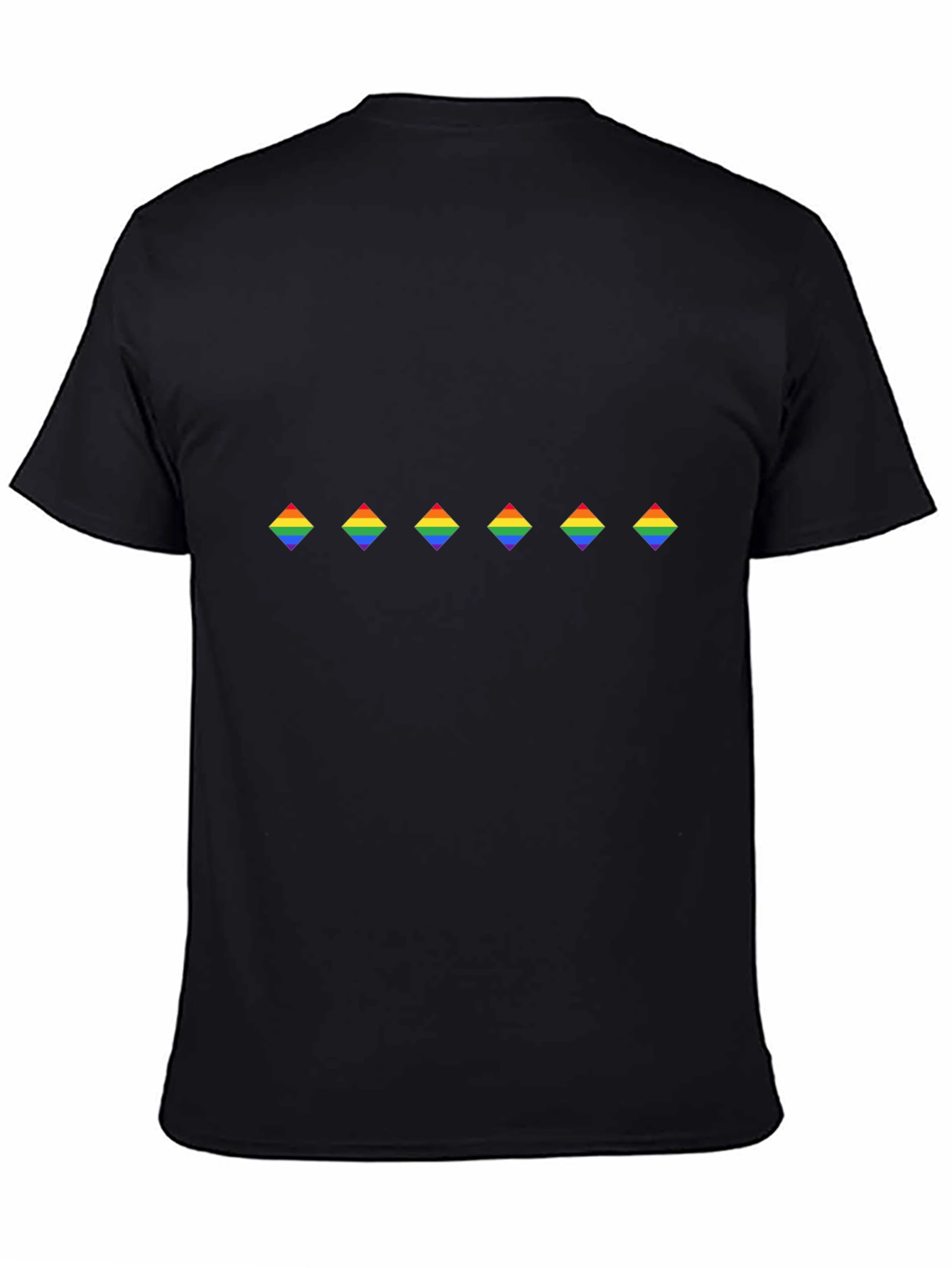 Rainbow Diamond Pattern Black Tee - Pride Apparel