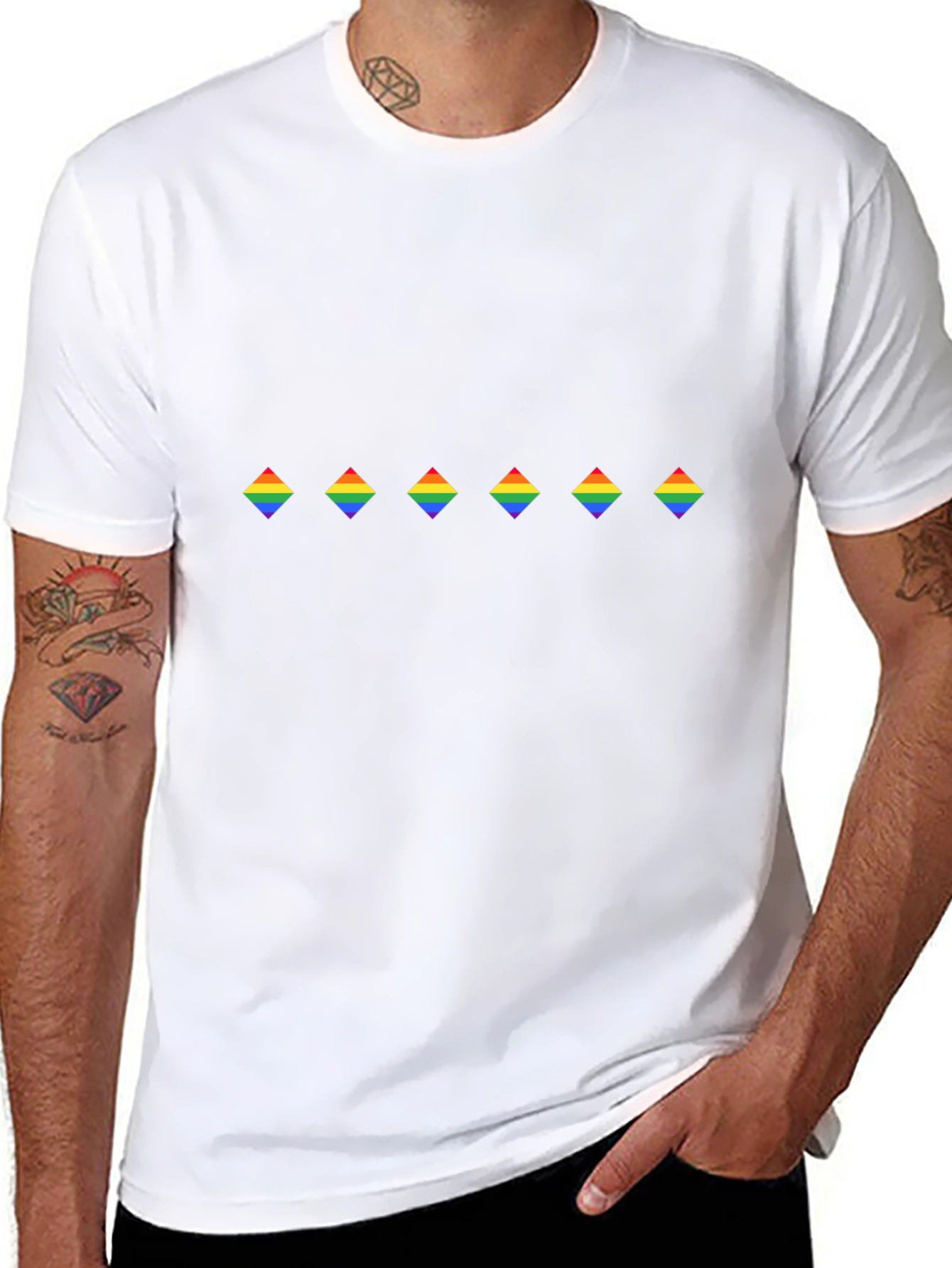 Rainbow Diamond Pattern Black Tee - Pride Apparel