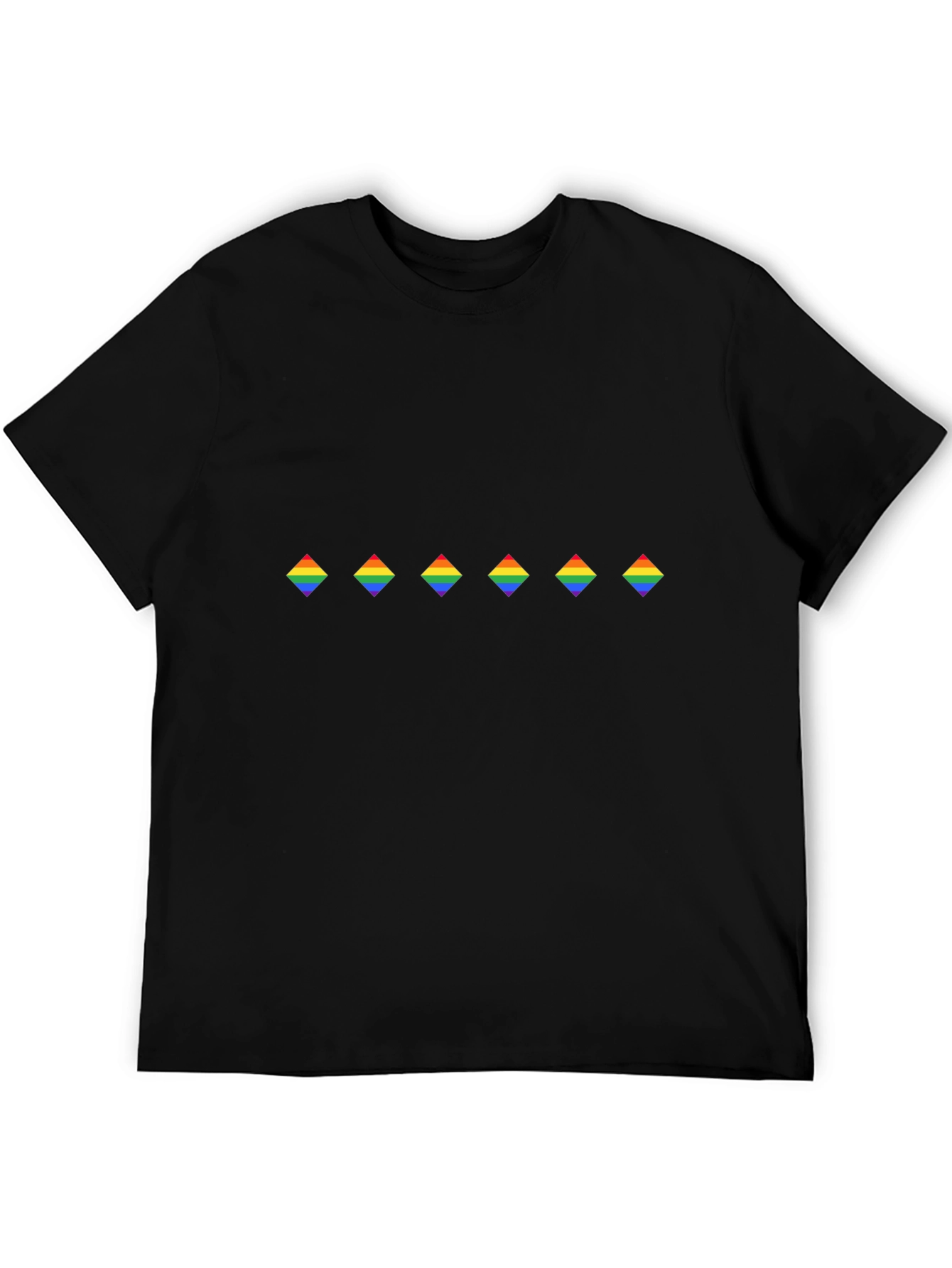 Rainbow Diamond Pattern Black Tee - Pride Apparel