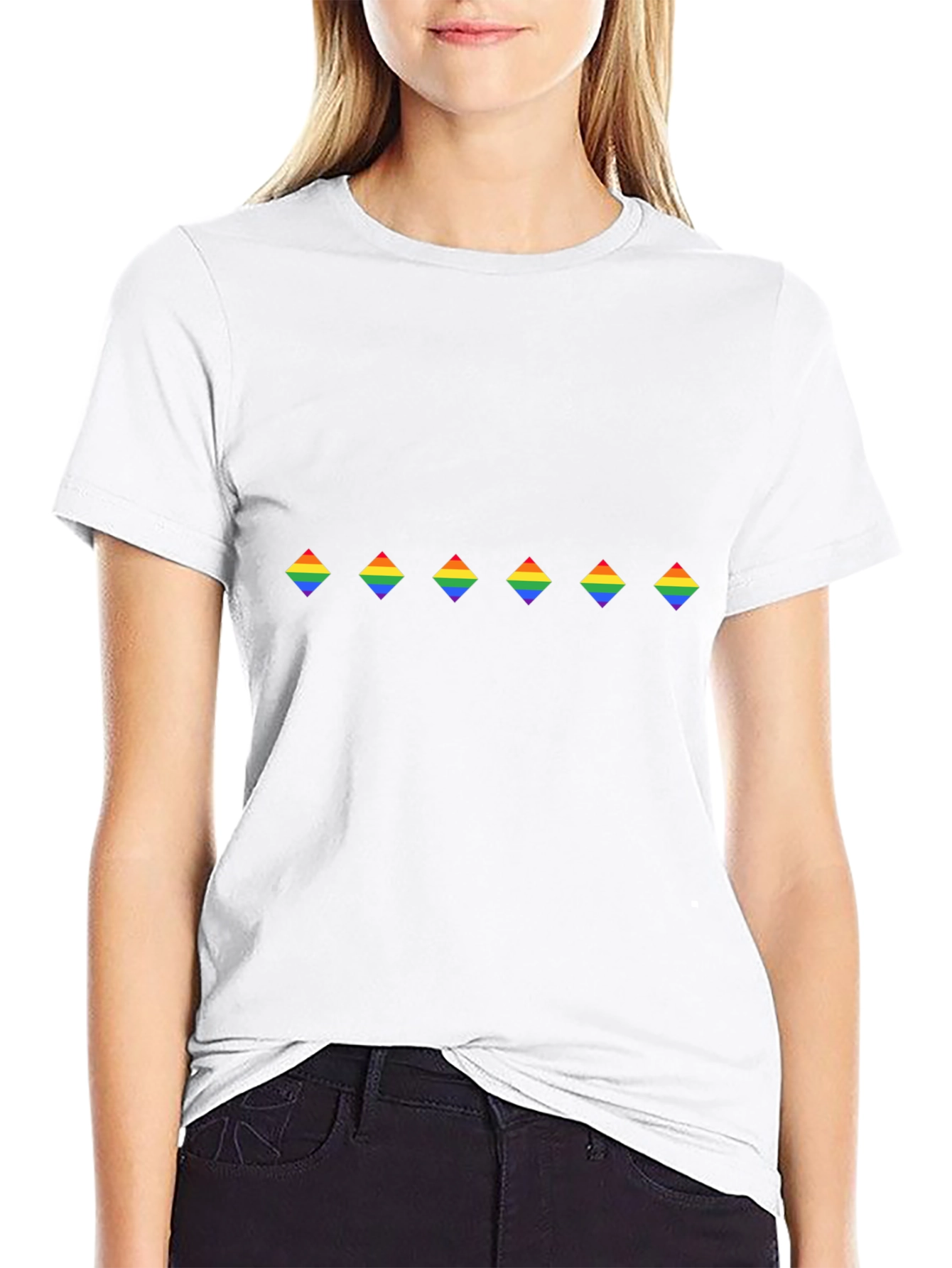 Rainbow Diamond Pattern Black Tee - Pride Apparel
