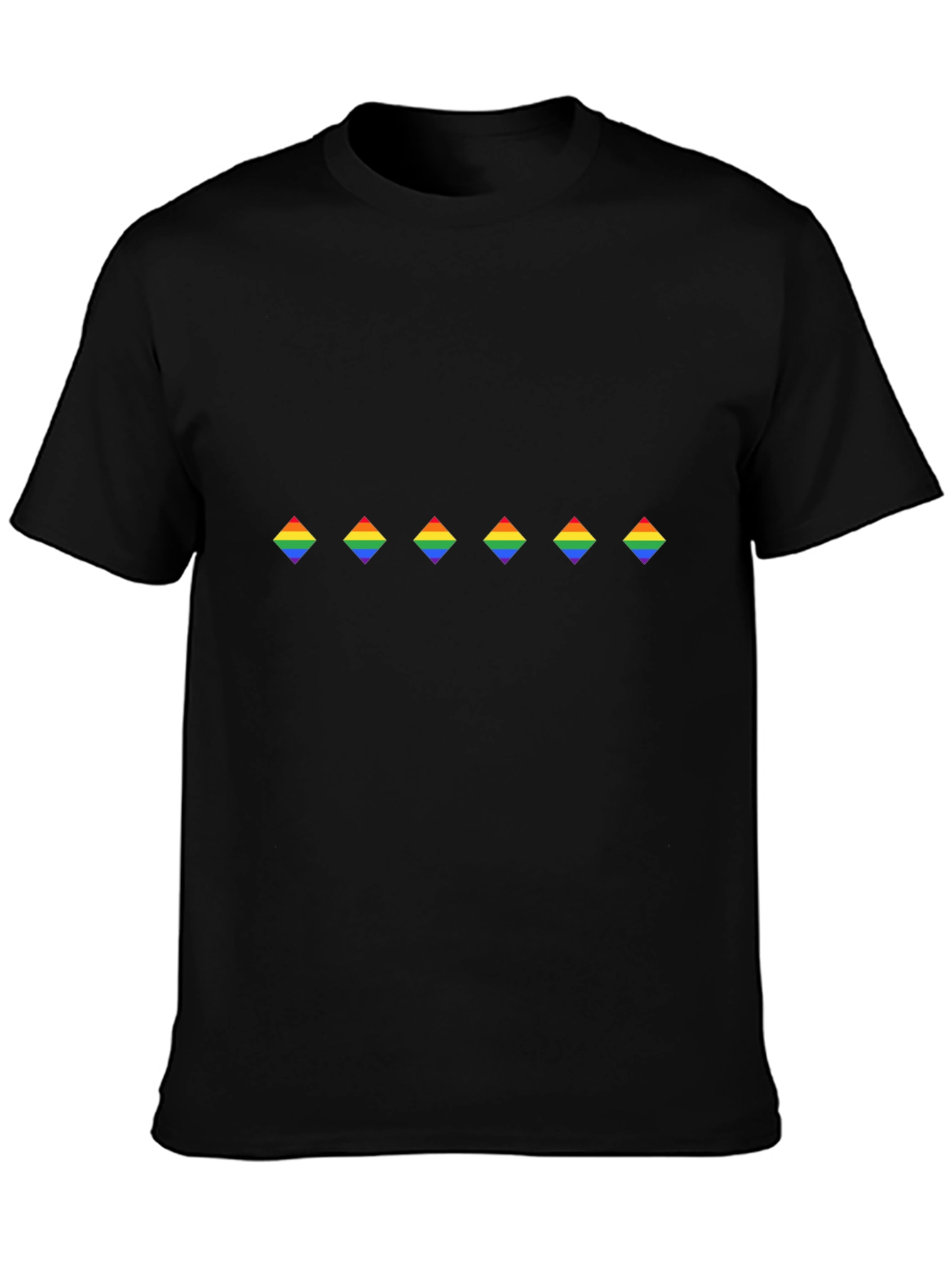 Rainbow Diamond Pattern Black Tee - Pride Apparel